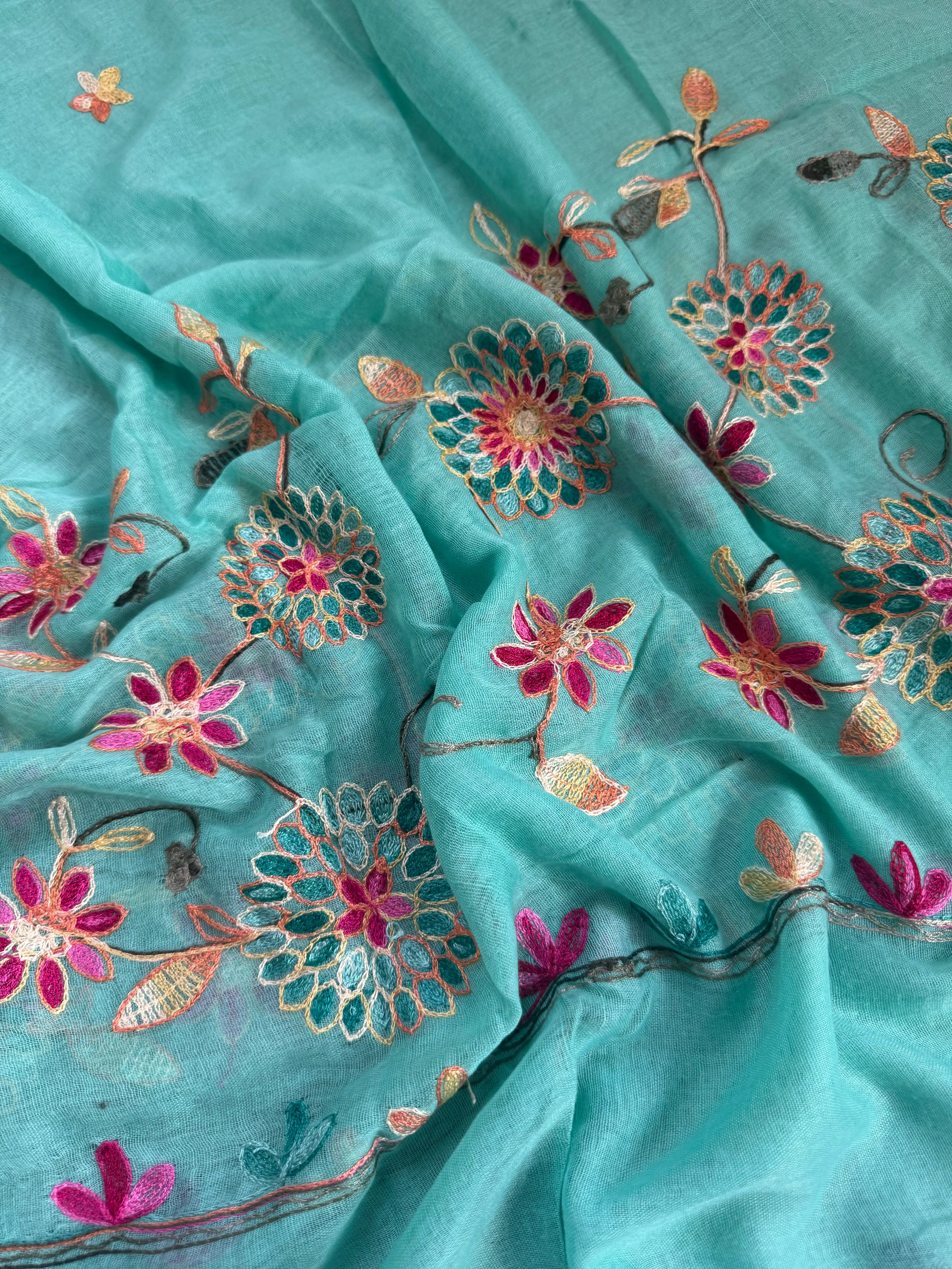 İşlemeli Pamuk Şal