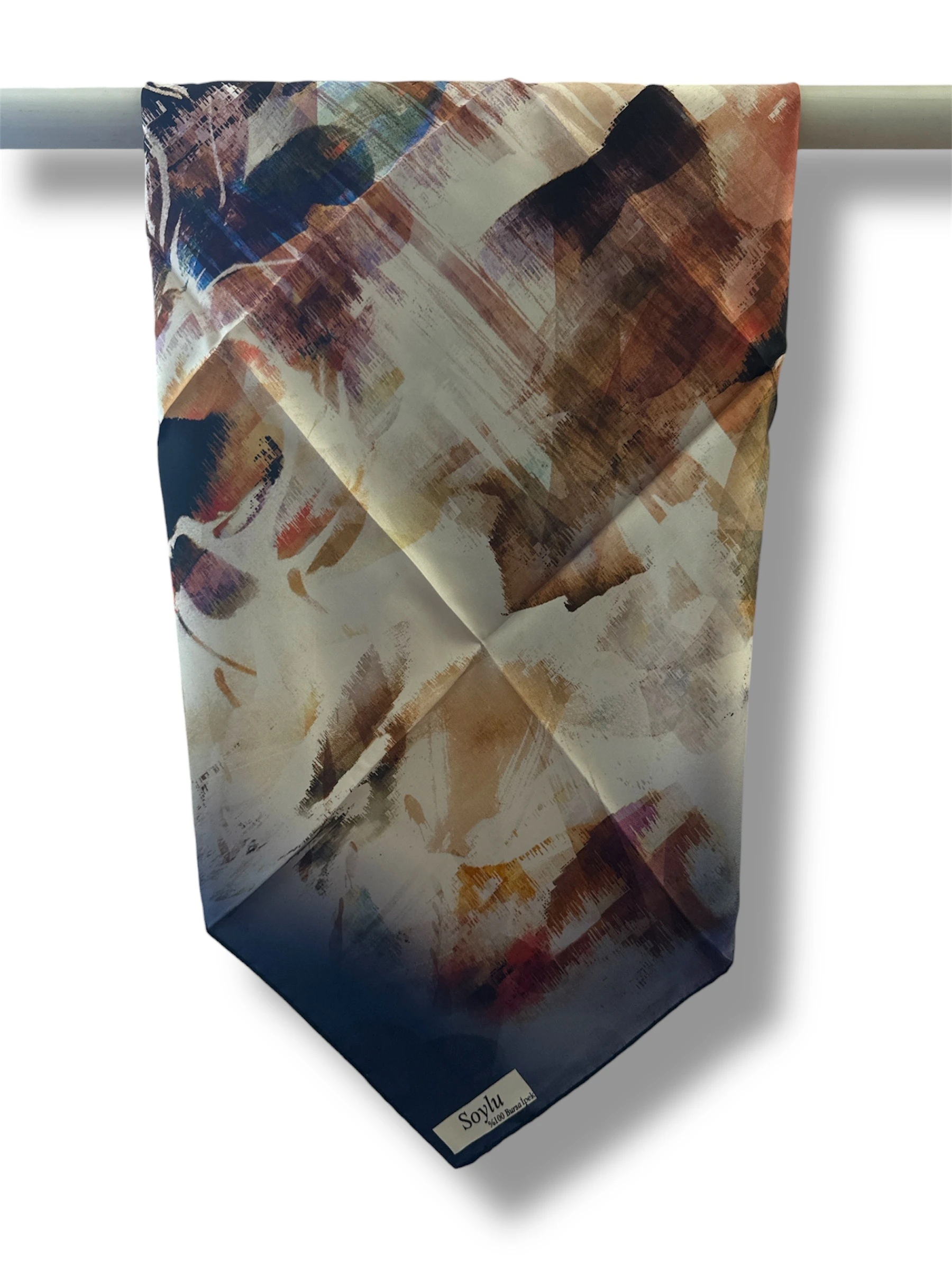 Desenli İpek Twill Eşarp