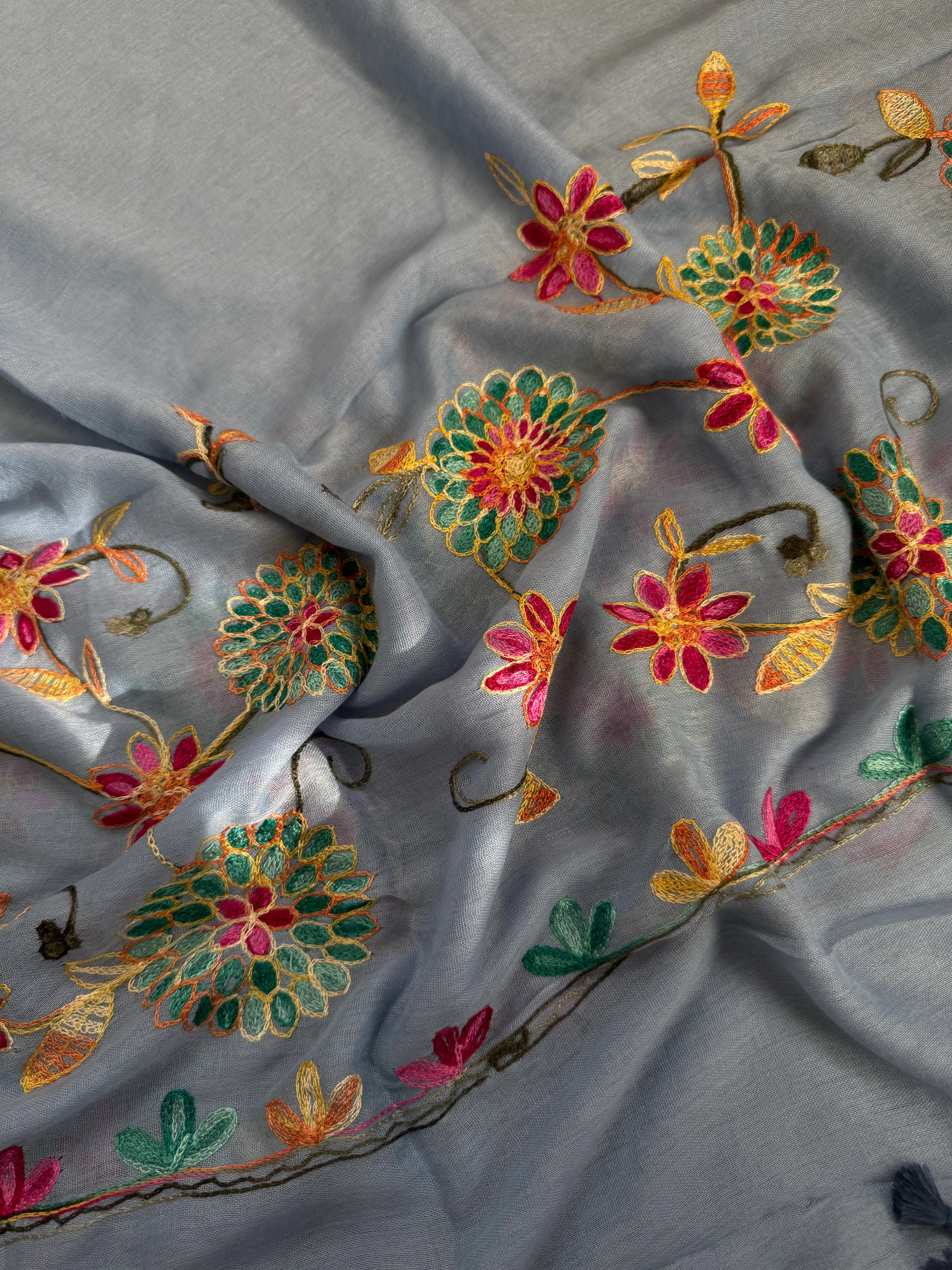 İşlemeli Pamuk Şal