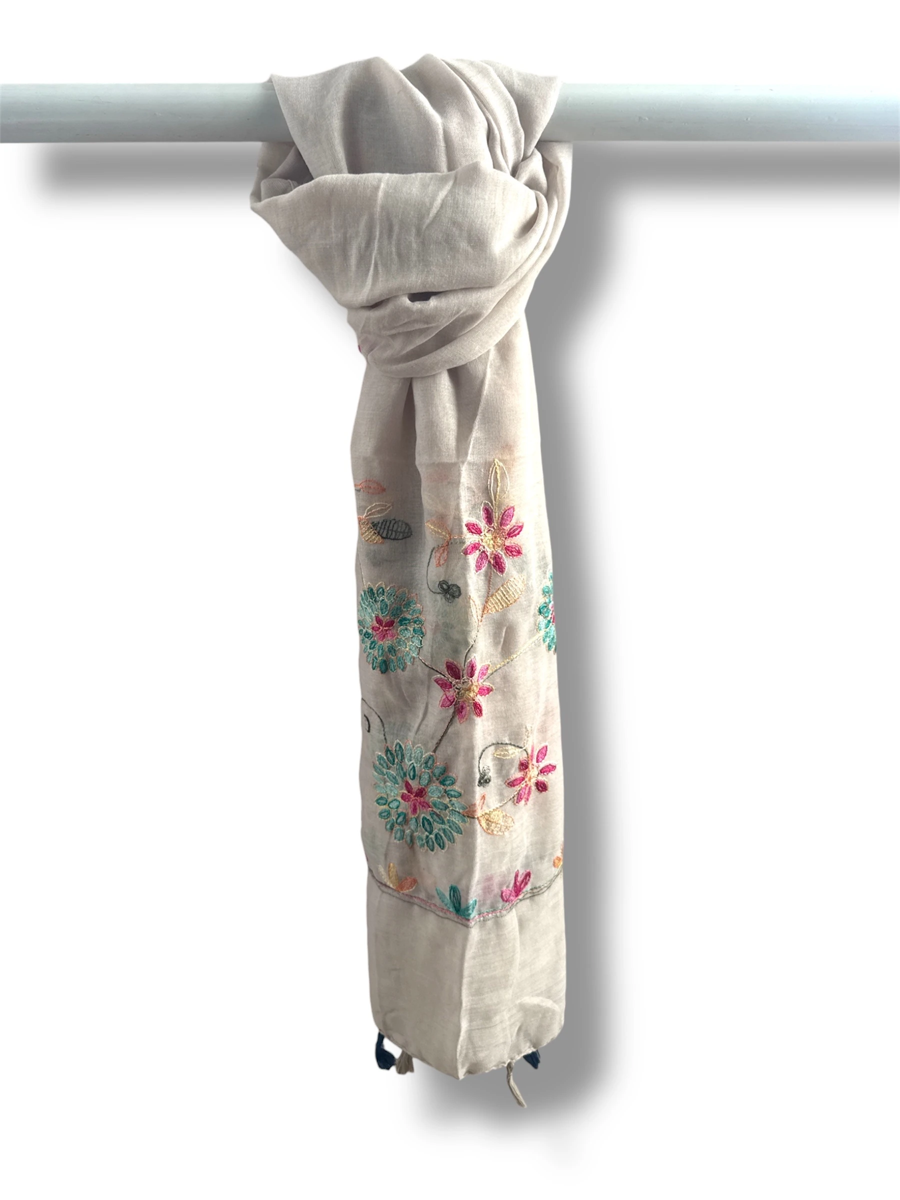 İşlemeli Pamuk Şal