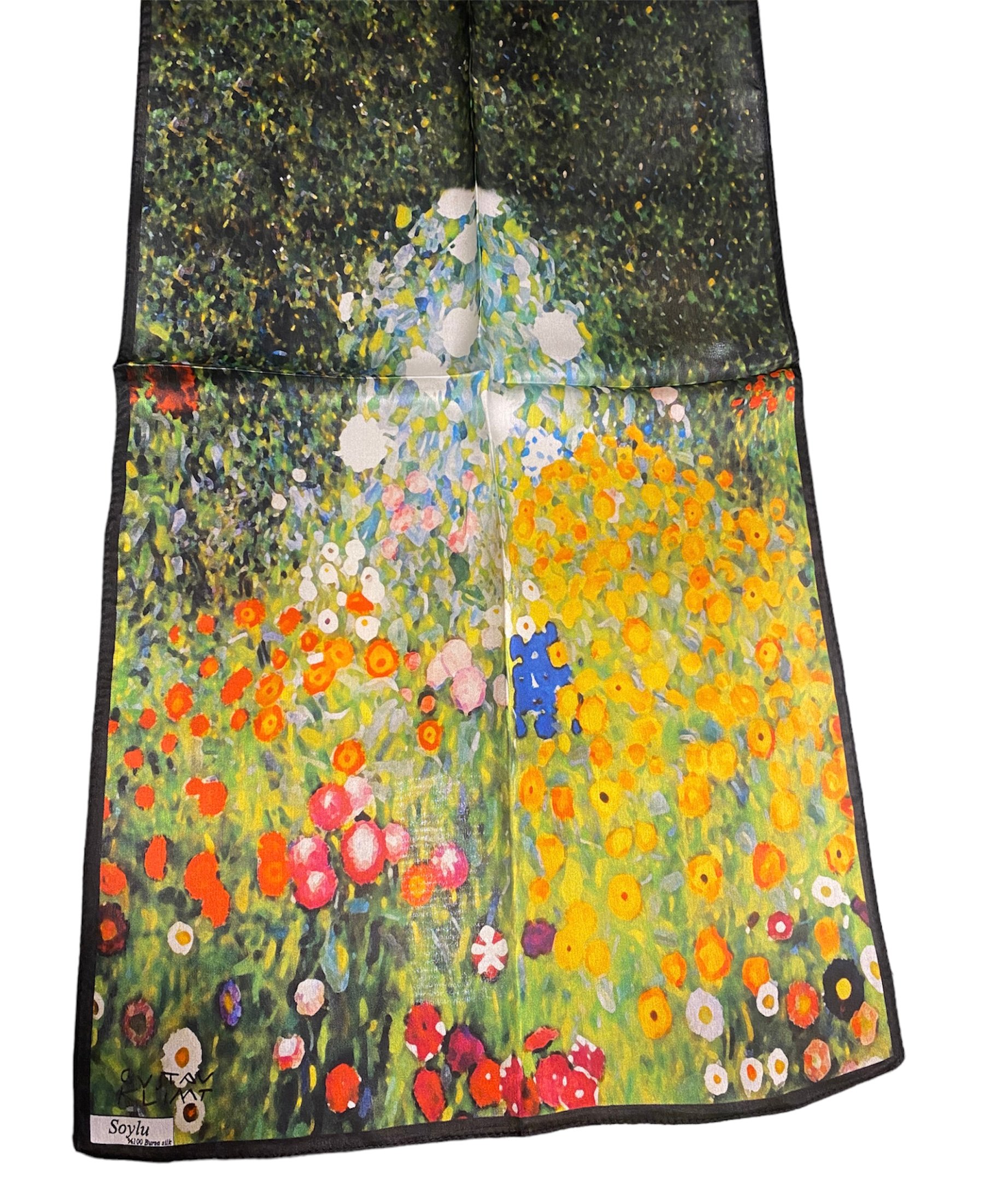 Gustav Klimt Çiçek Bahçesi İpek Fular