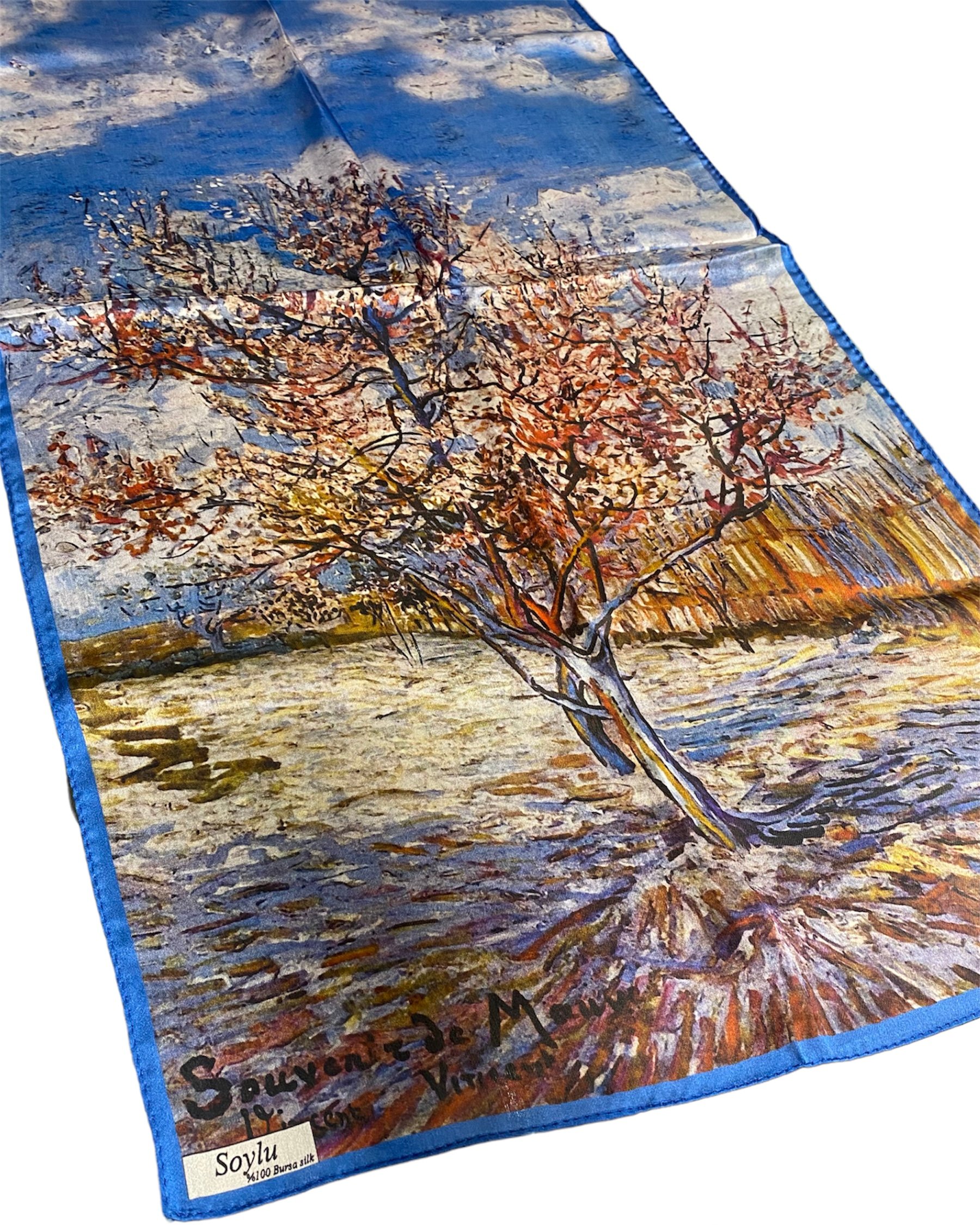 Vincent Van Gogh Çiçek Açmış Şeftali Ağacı İpek Fular