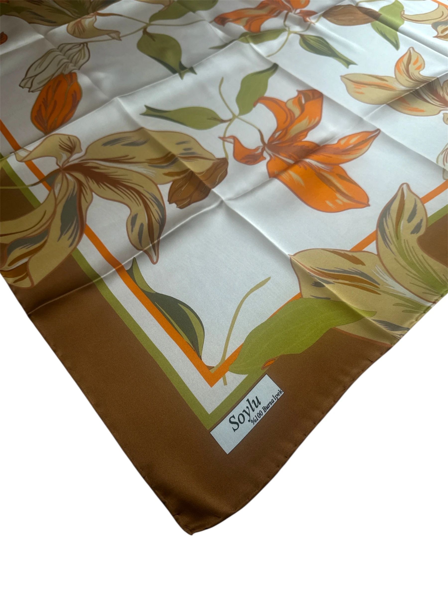 Çiçek Desen İpek Sura Eşarp