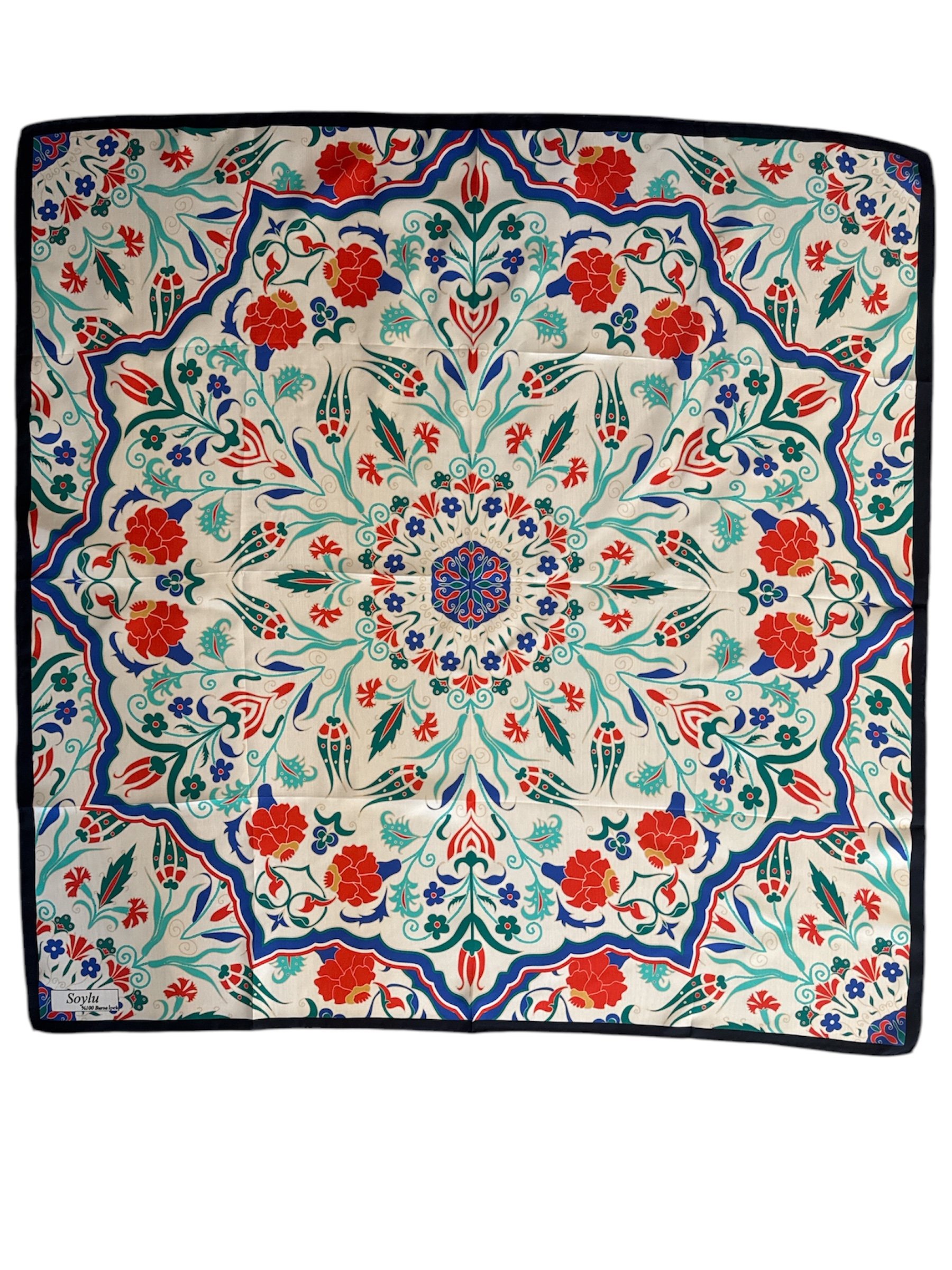 Motifli İpek Twill Eşarp