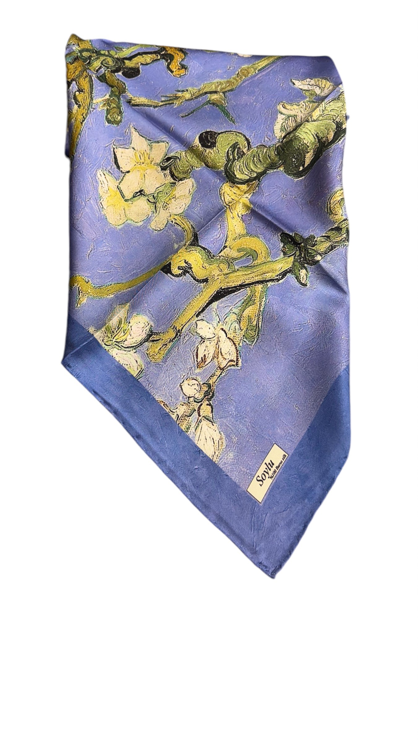 Badem Ağacı İpek Twill Eşarp