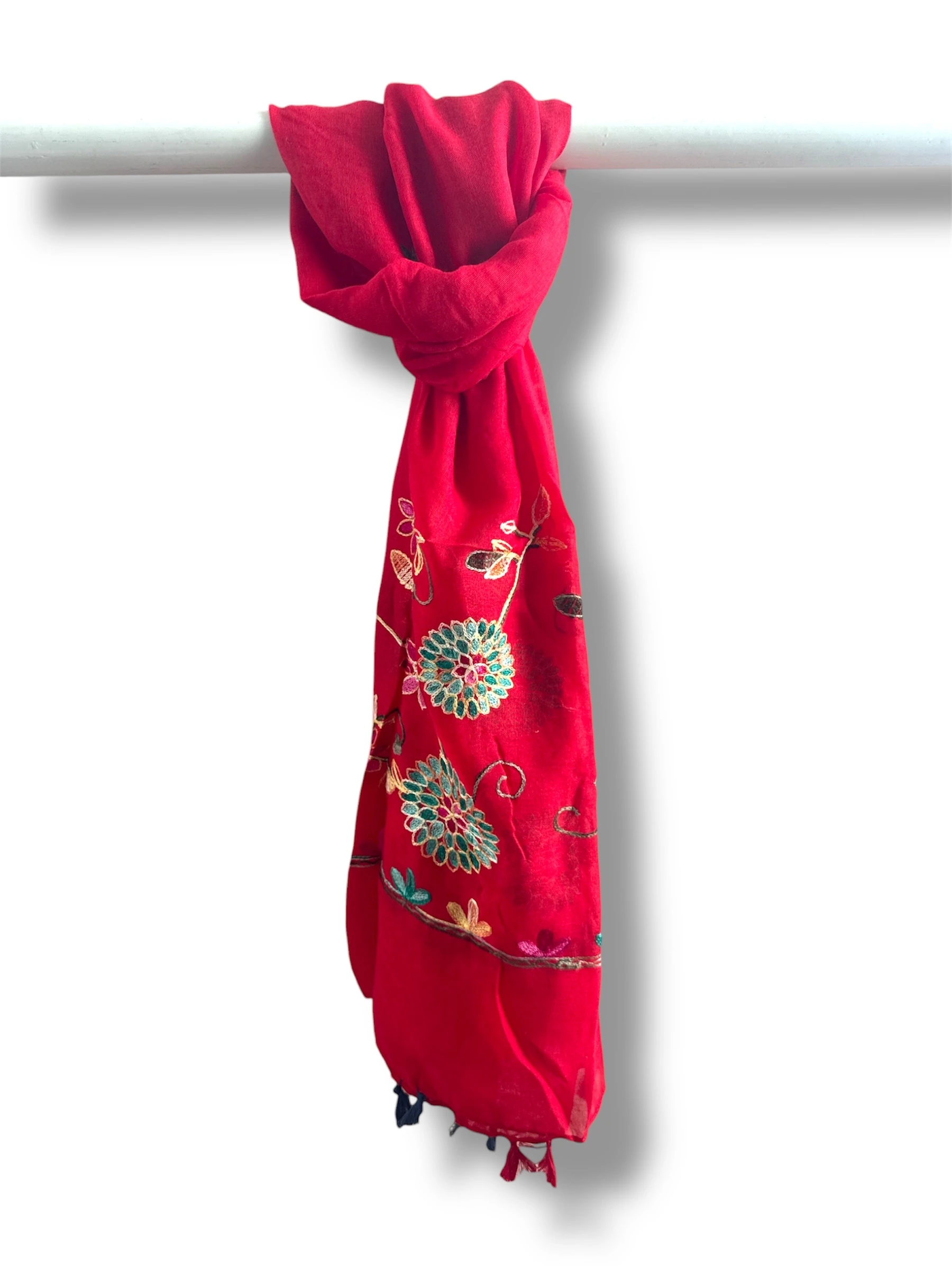 İşlemeli Pamuk Şal