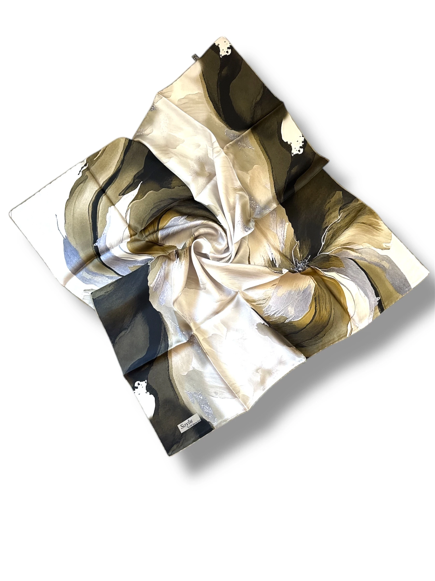 Desenli İpek Twill Eşarp