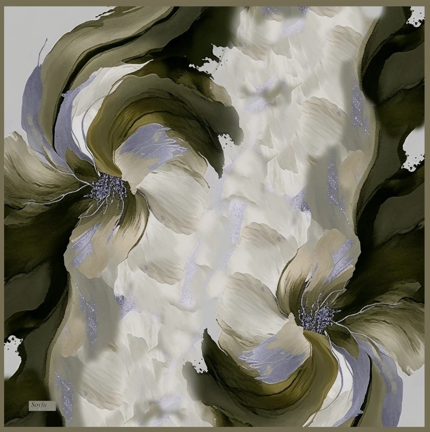 Desenli İpek Twill Eşarp