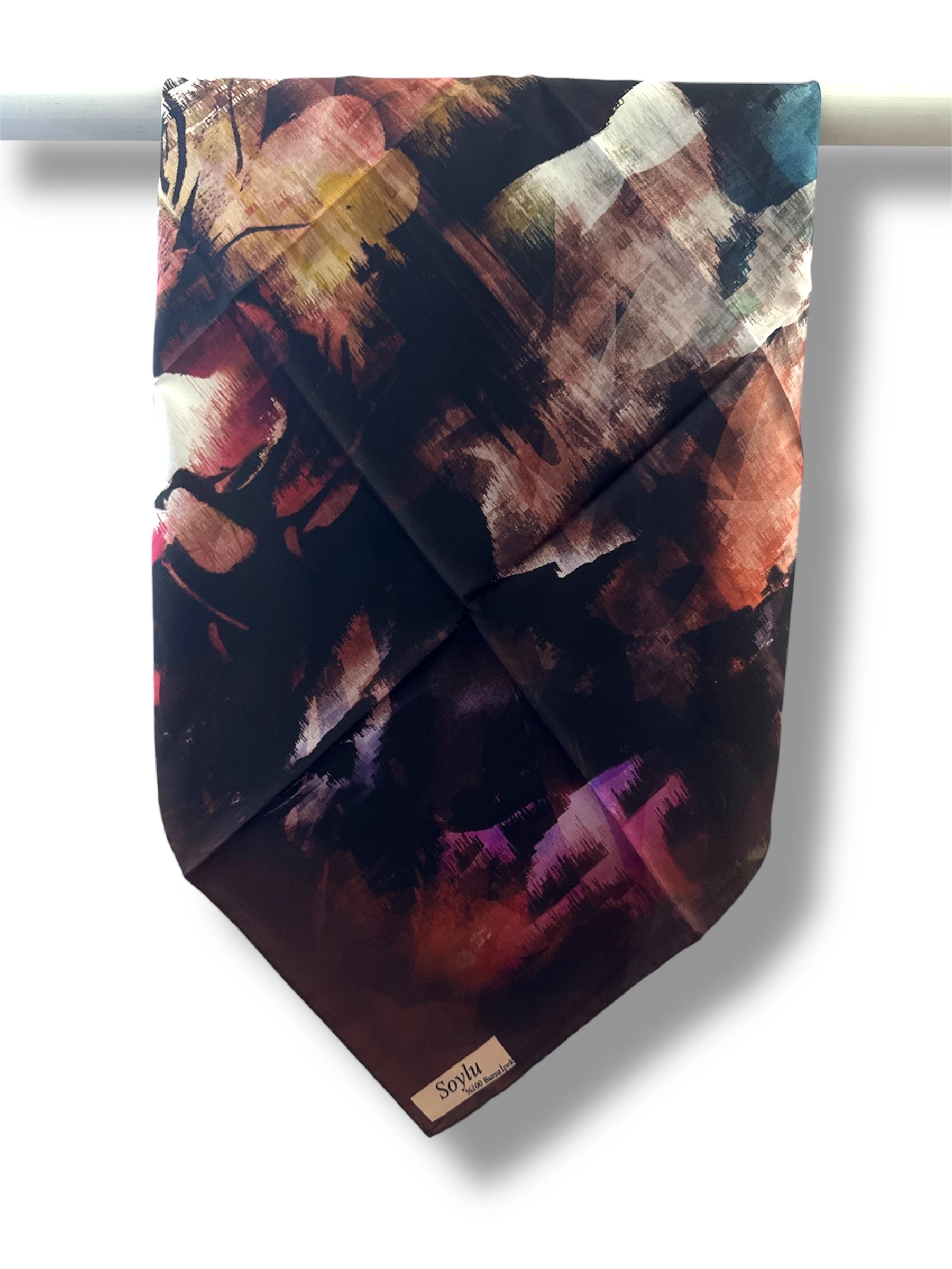 Desenli İpek Twill Eşarp