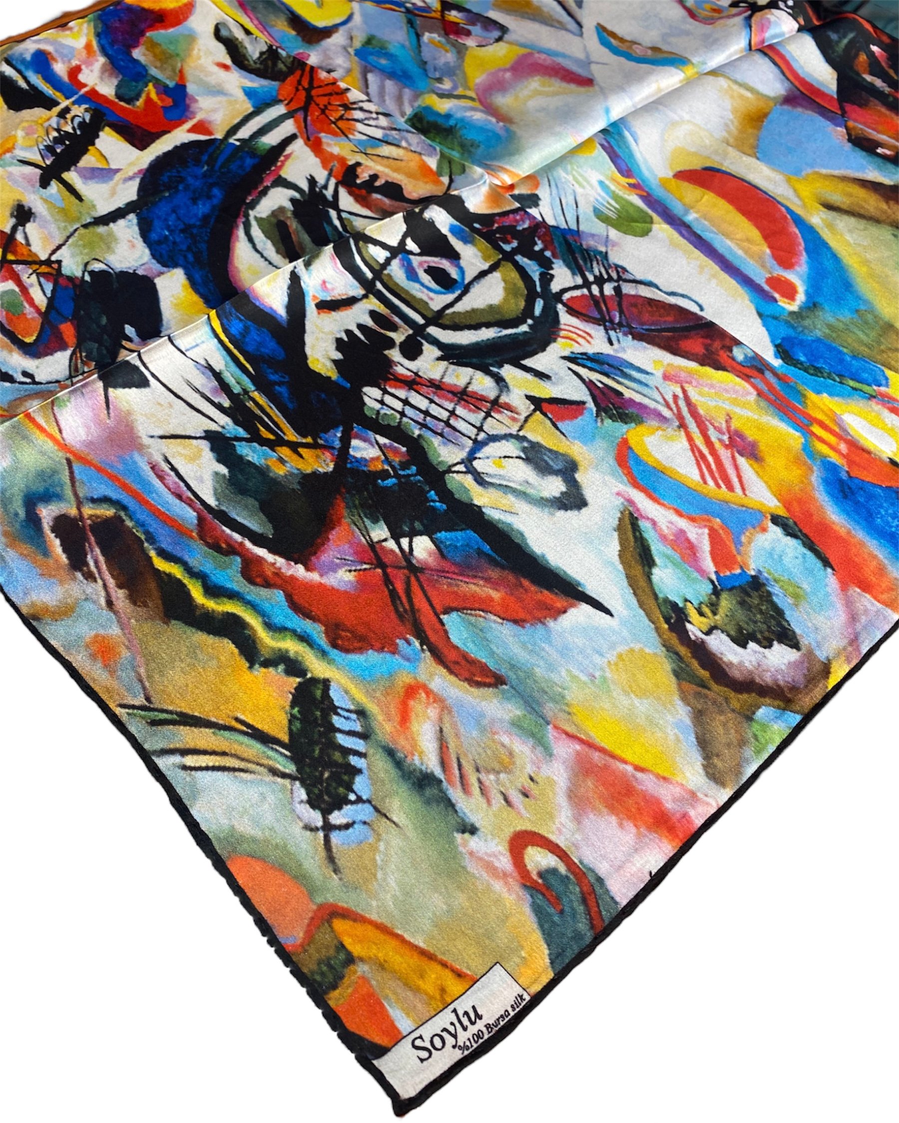 Kandinsky Kompozisyon İpek Mendil Fular