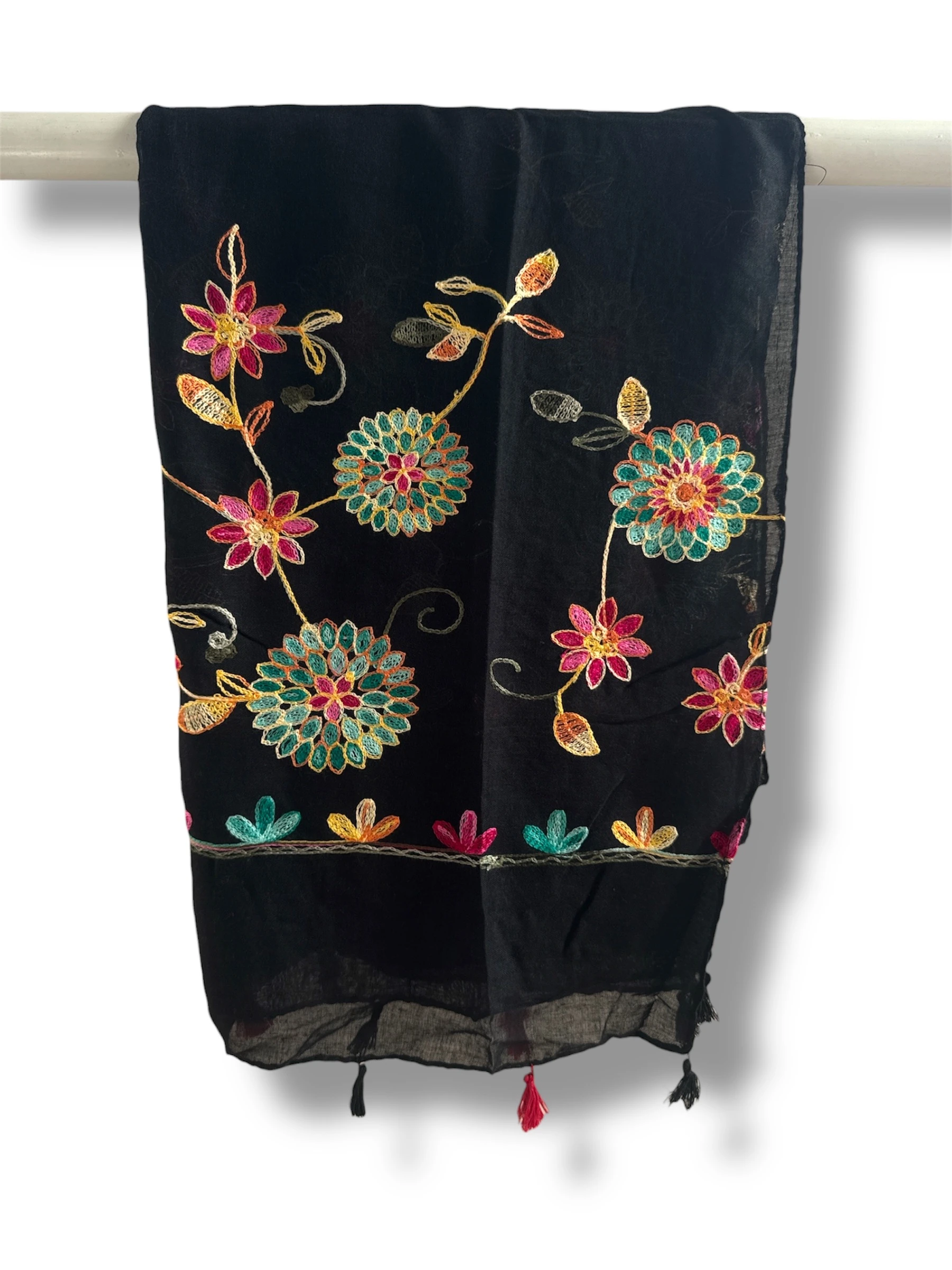 İşlemeli Pamuk Şal