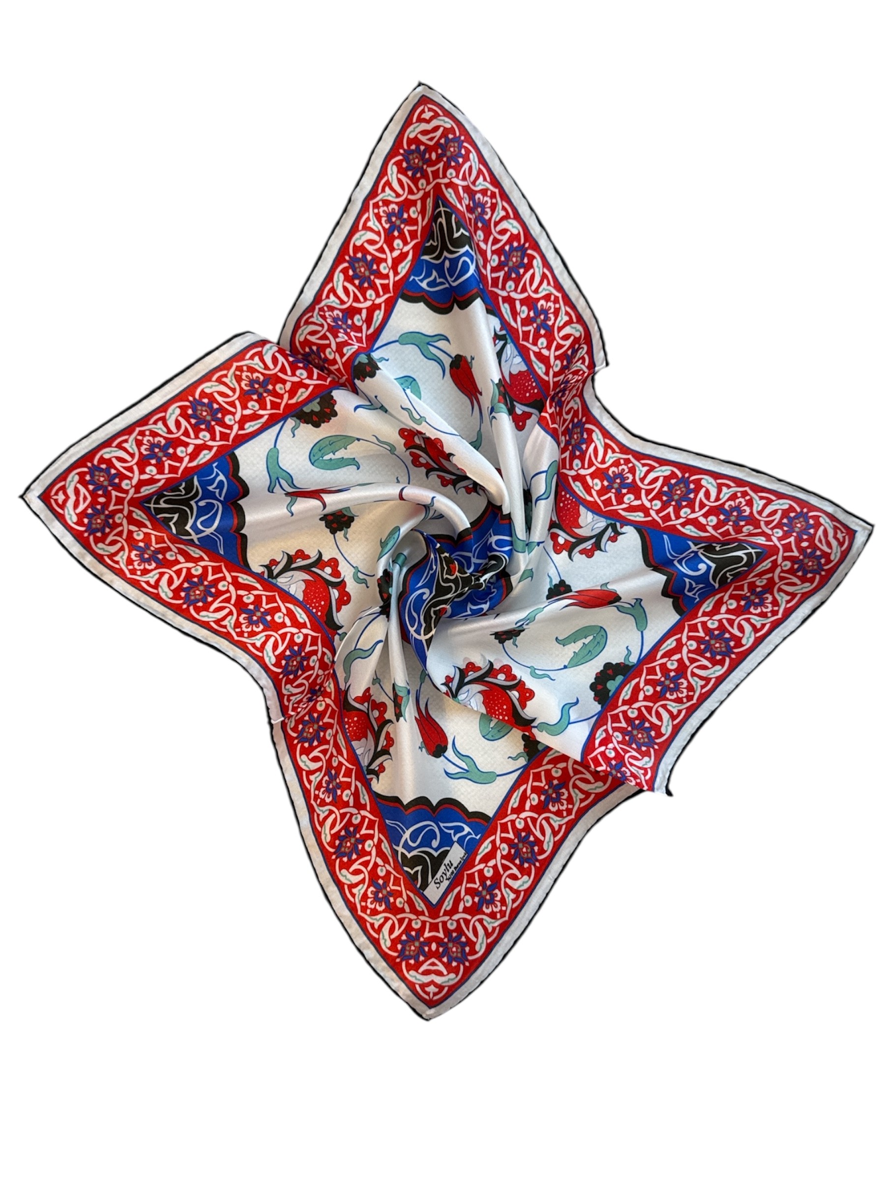 Türk Motifli İpek Mendil Fular