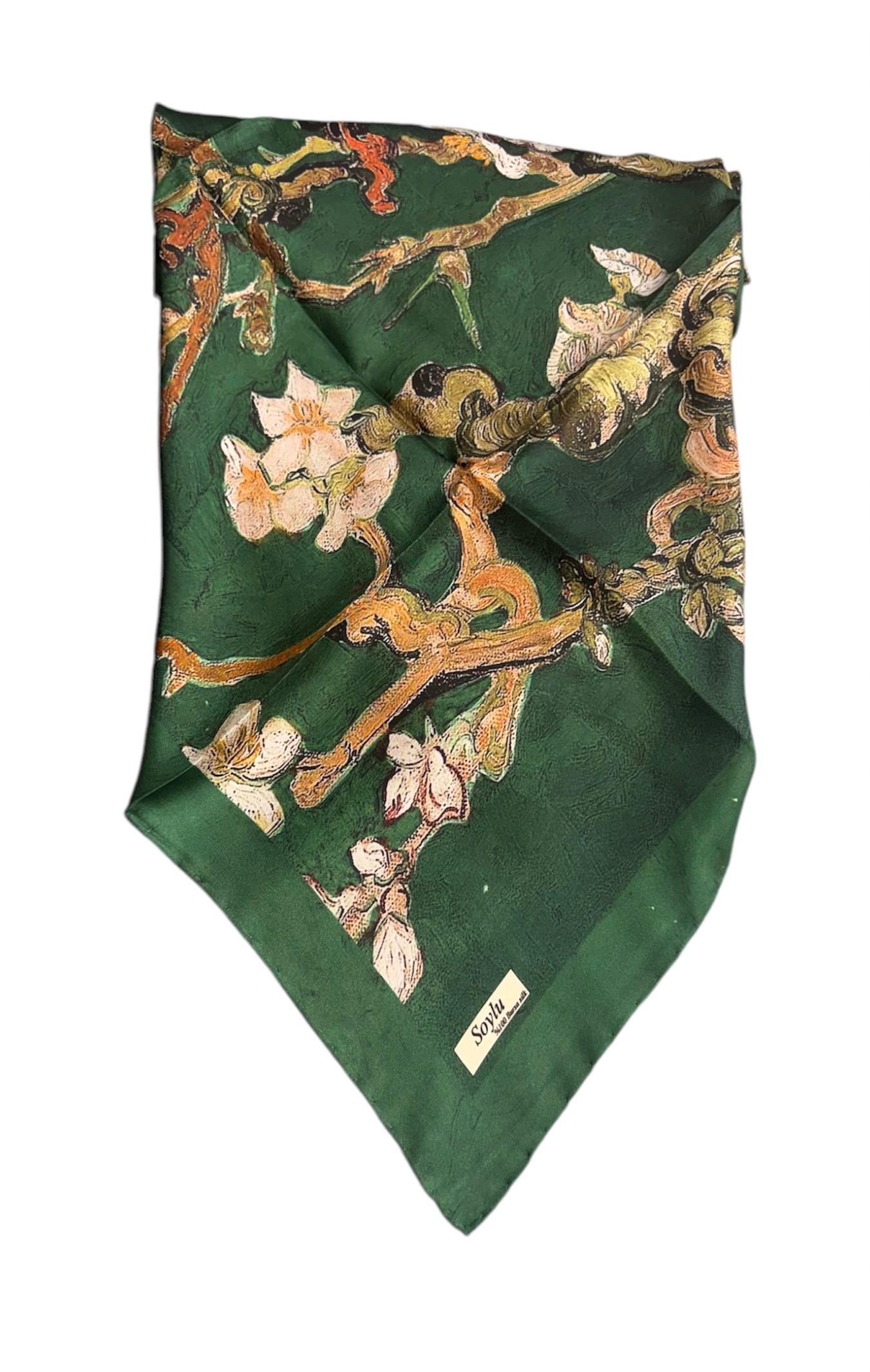Badem Ağacı İpek Twill Eşarp