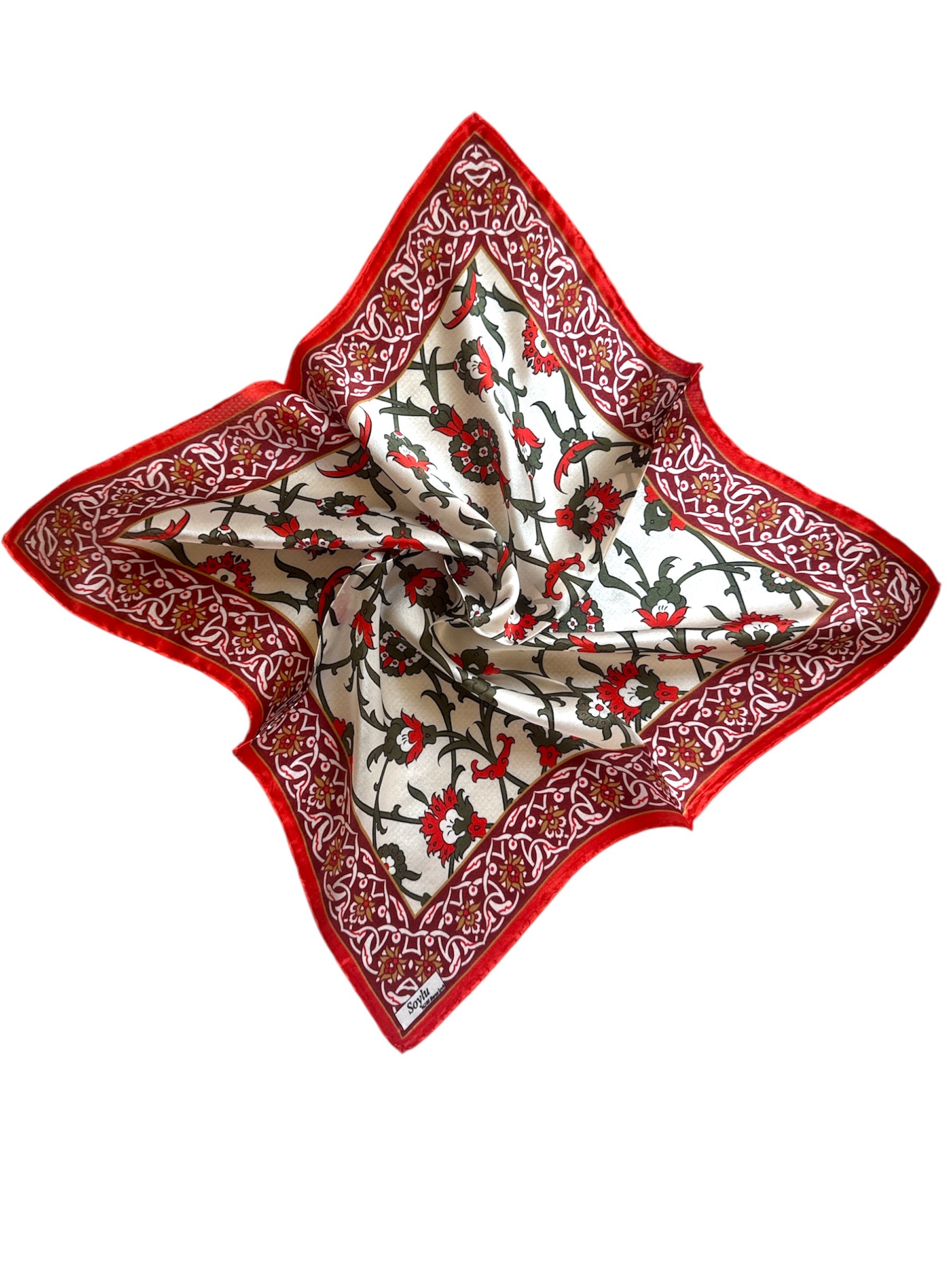 Türk Motifli İpek Mendil Fular