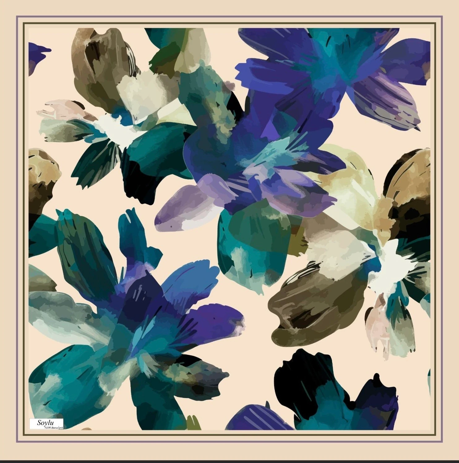 Desenli İpek Twill Eşarp