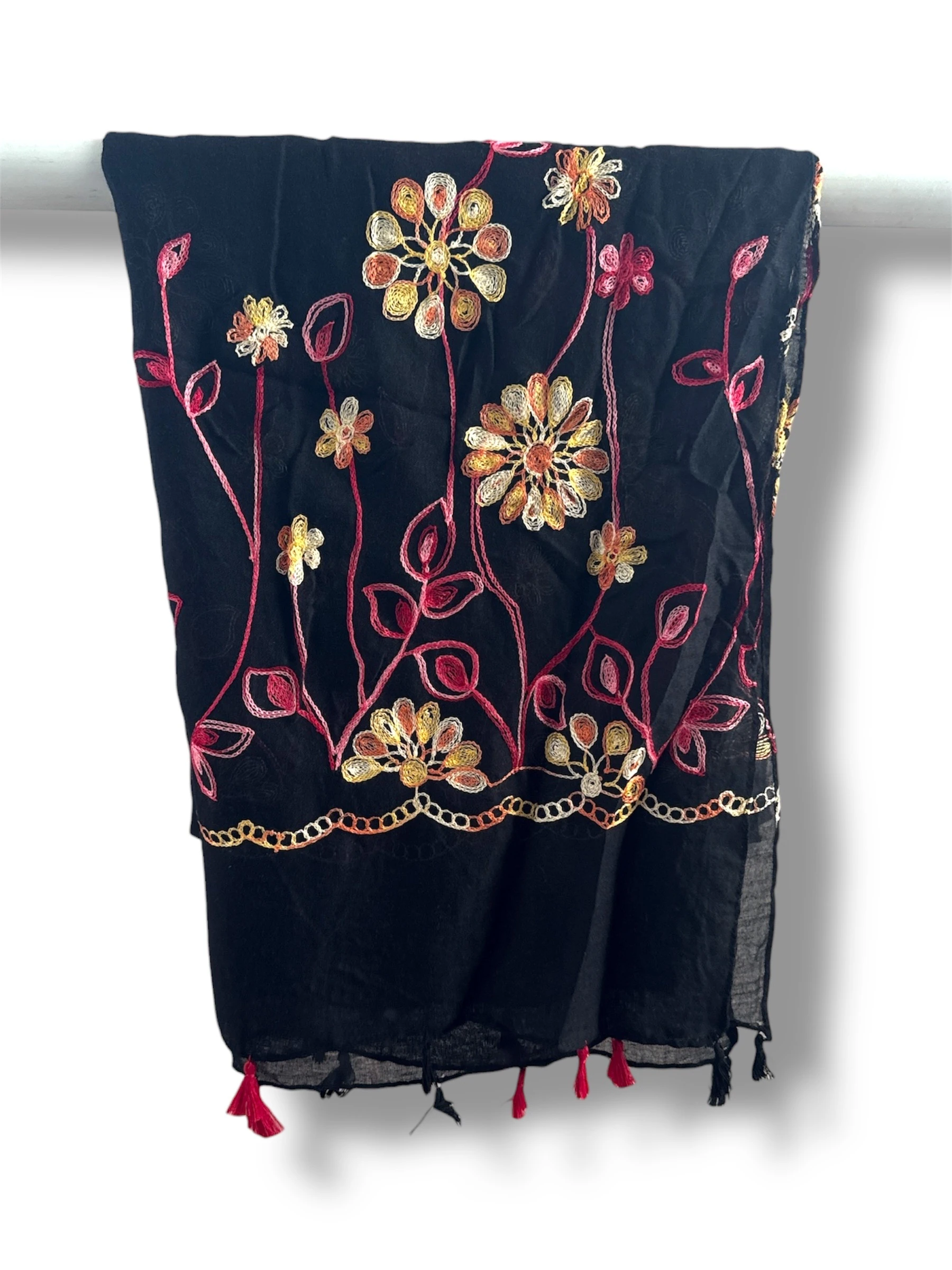 İşlemeli Pamuk Şal