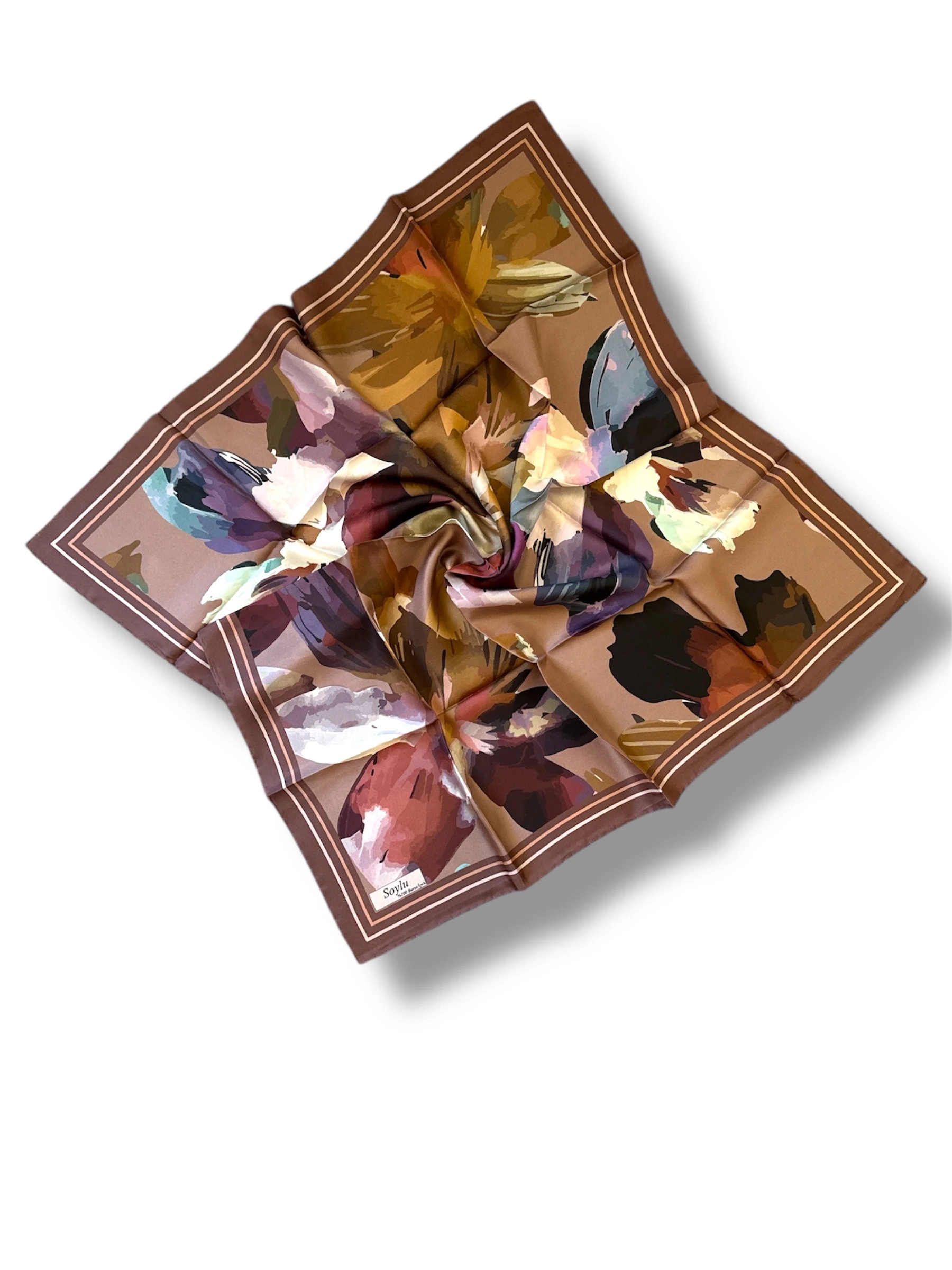 Desenli İpek Twill Eşarp