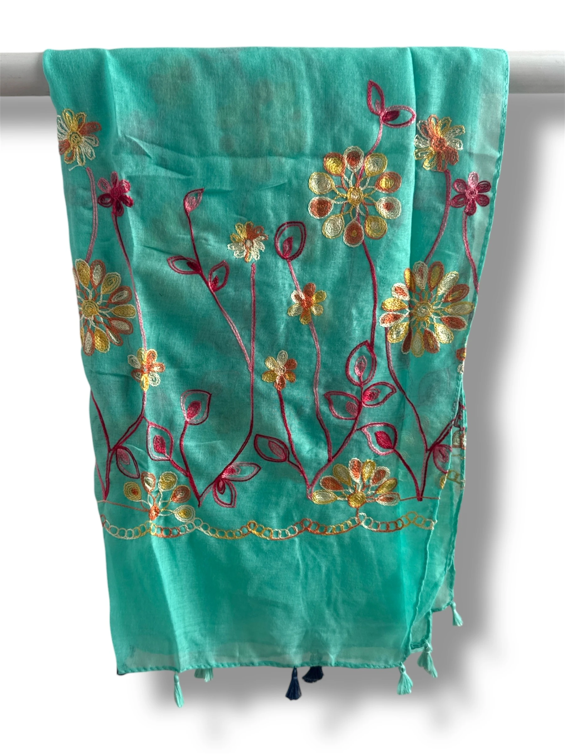 İşlemeli Pamuk Şal