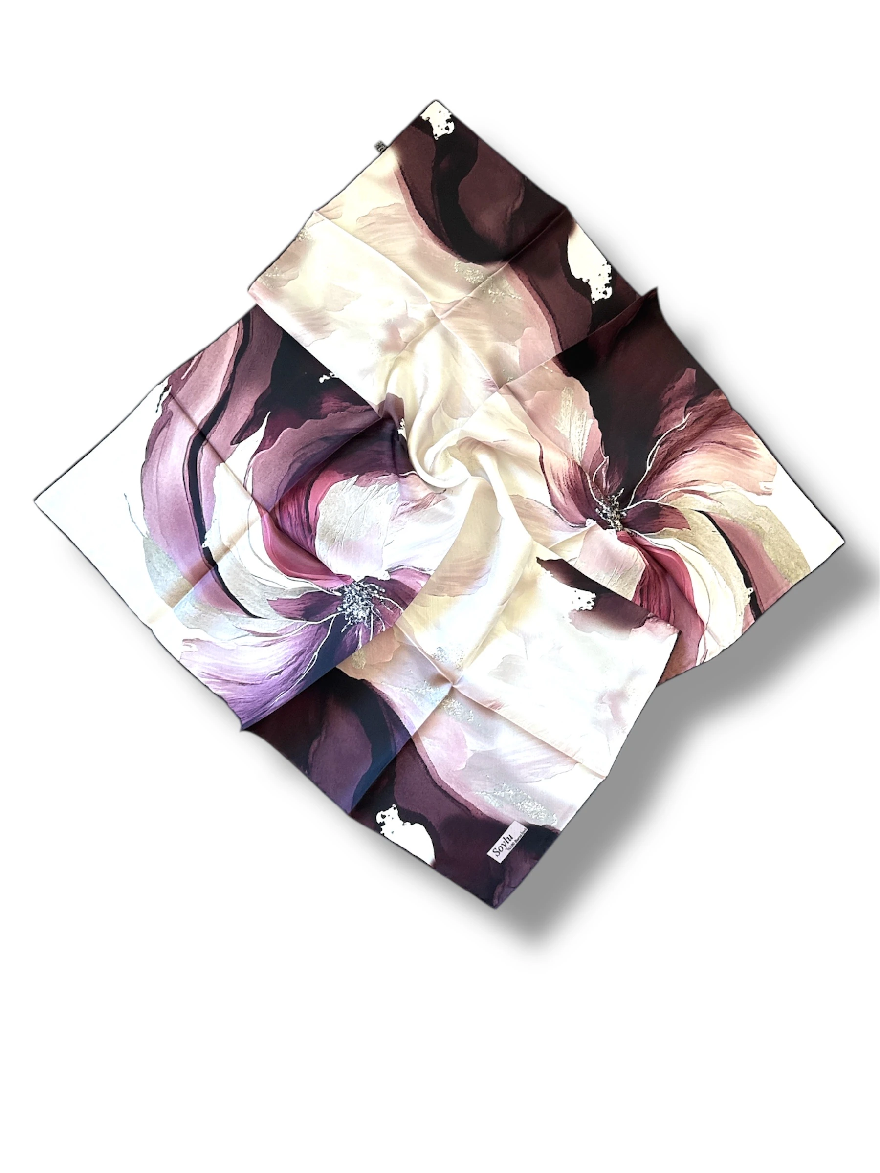 Desenli İpek Twill Eşarp