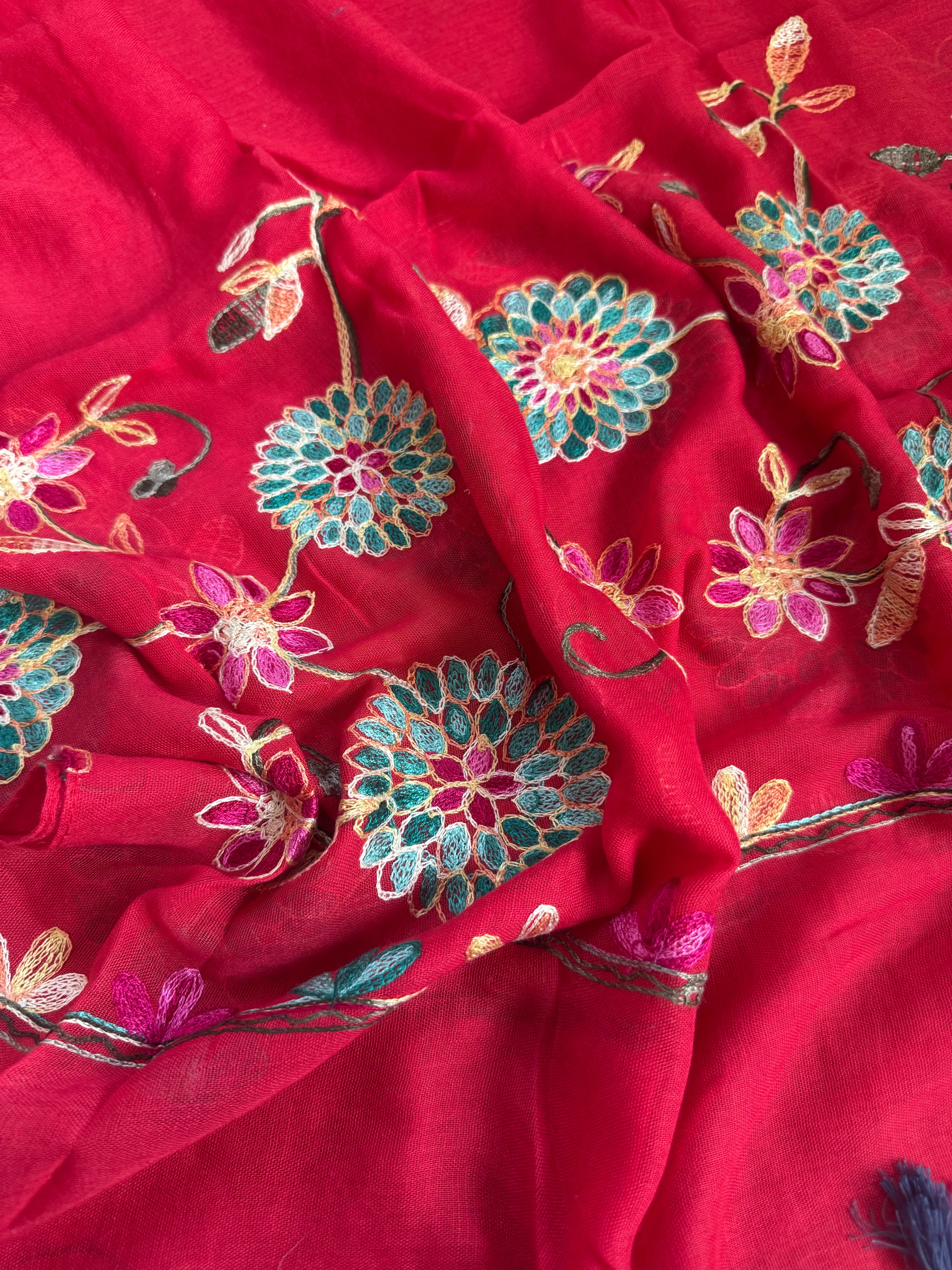 İşlemeli Pamuk Şal