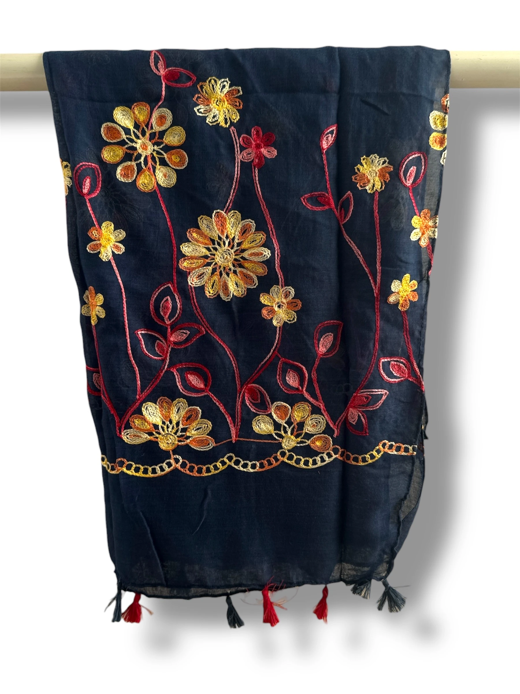 İşlemeli Pamuk Şal