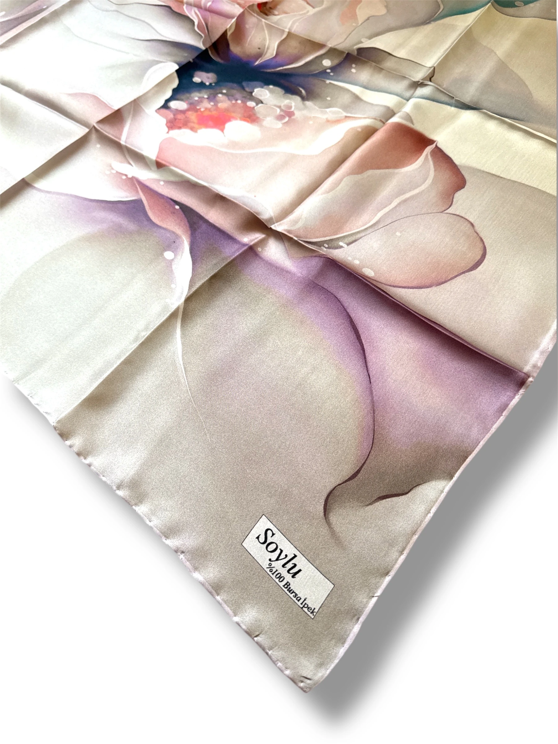 Desenli İpek Twill Eşarp