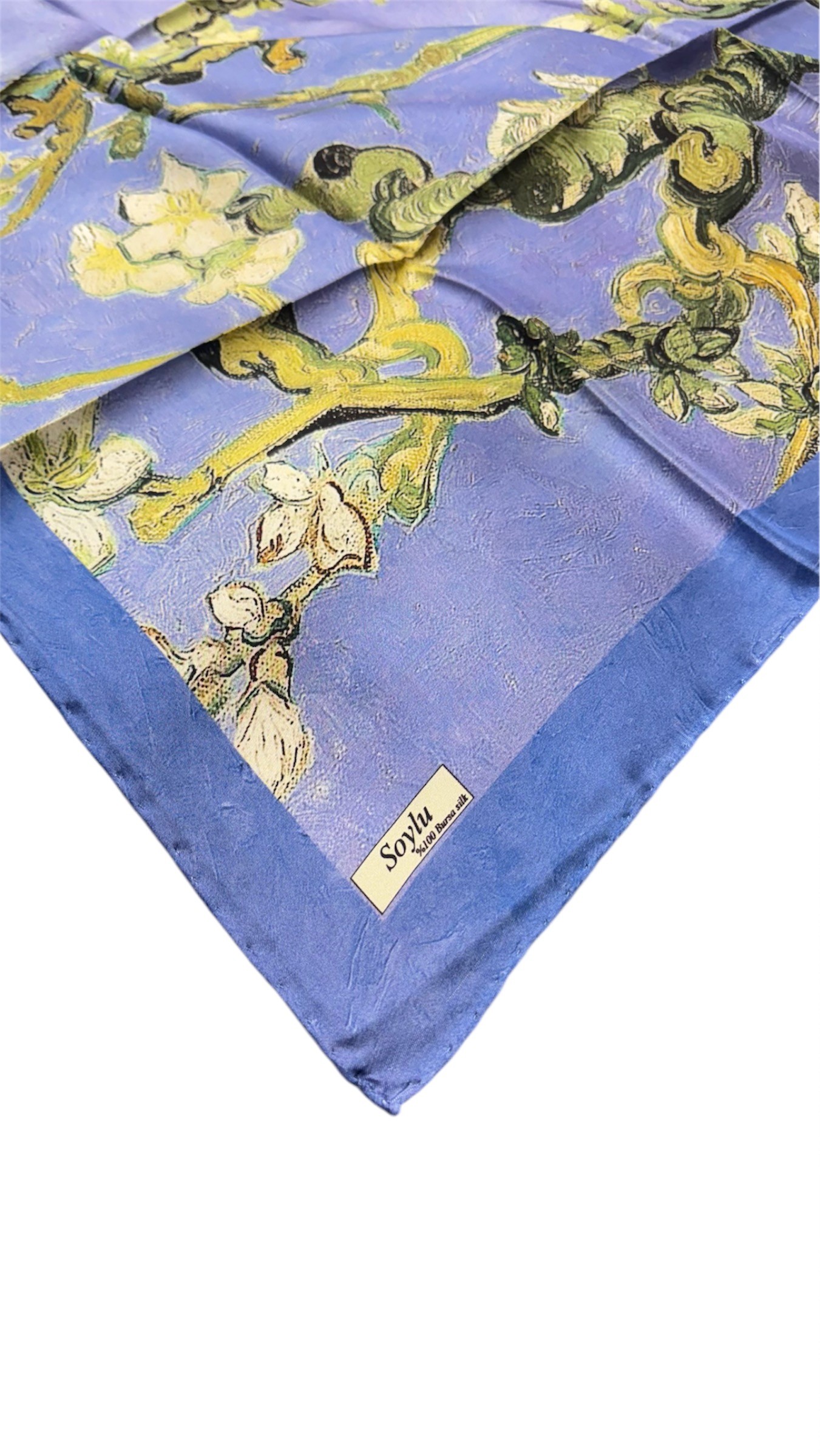 Badem Ağacı İpek Twill Eşarp