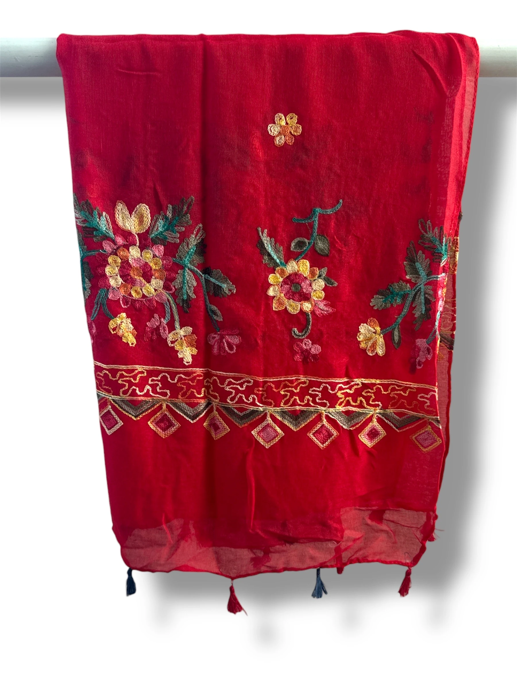 İşlemeli Pamuk Şal