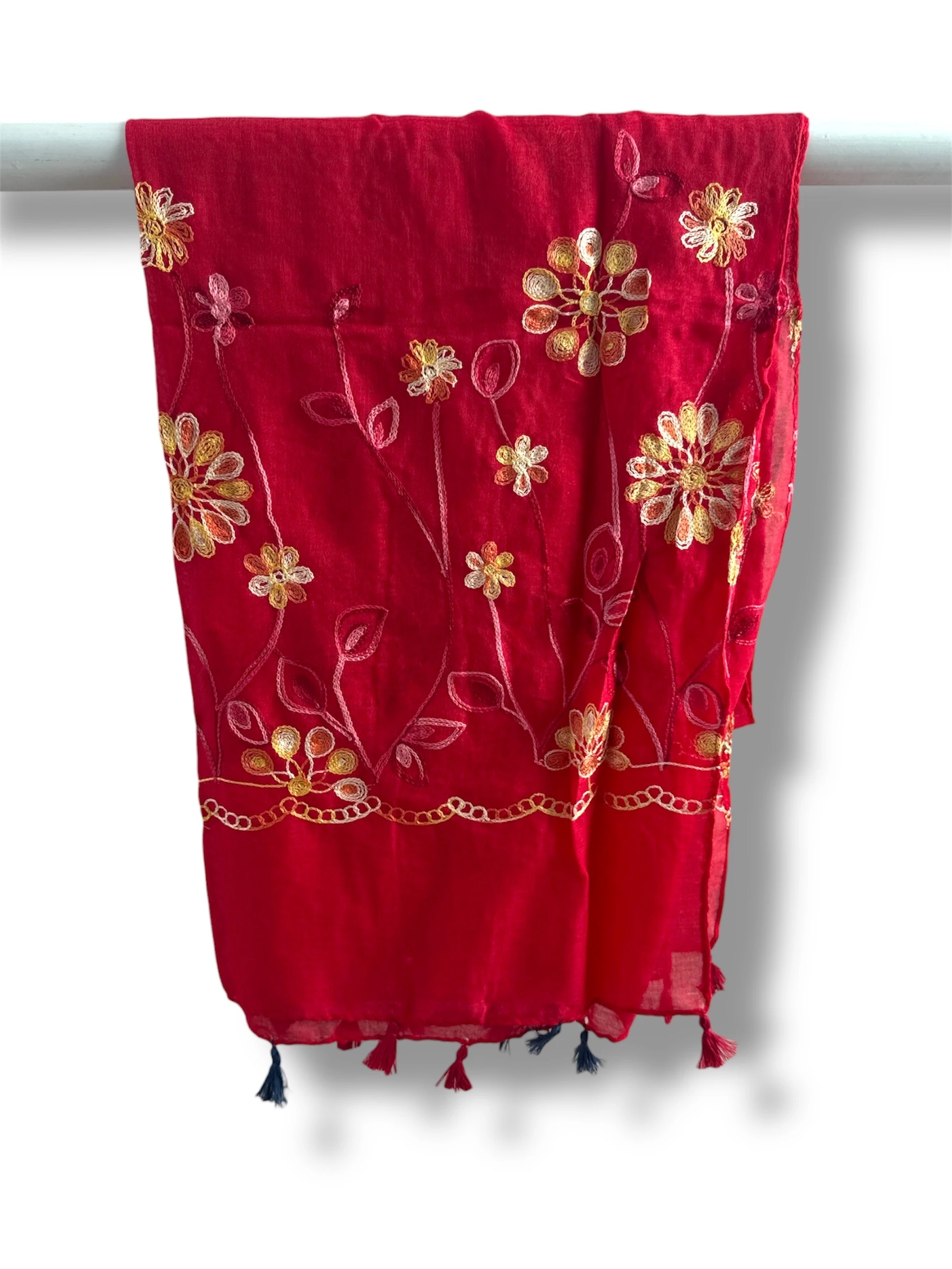 İşlemeli Pamuk Şal