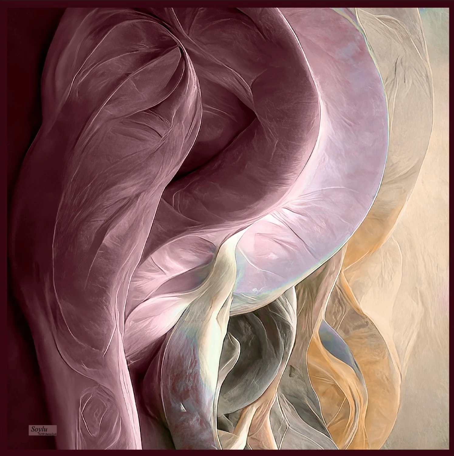 Desenli İpek Twill Eşarp