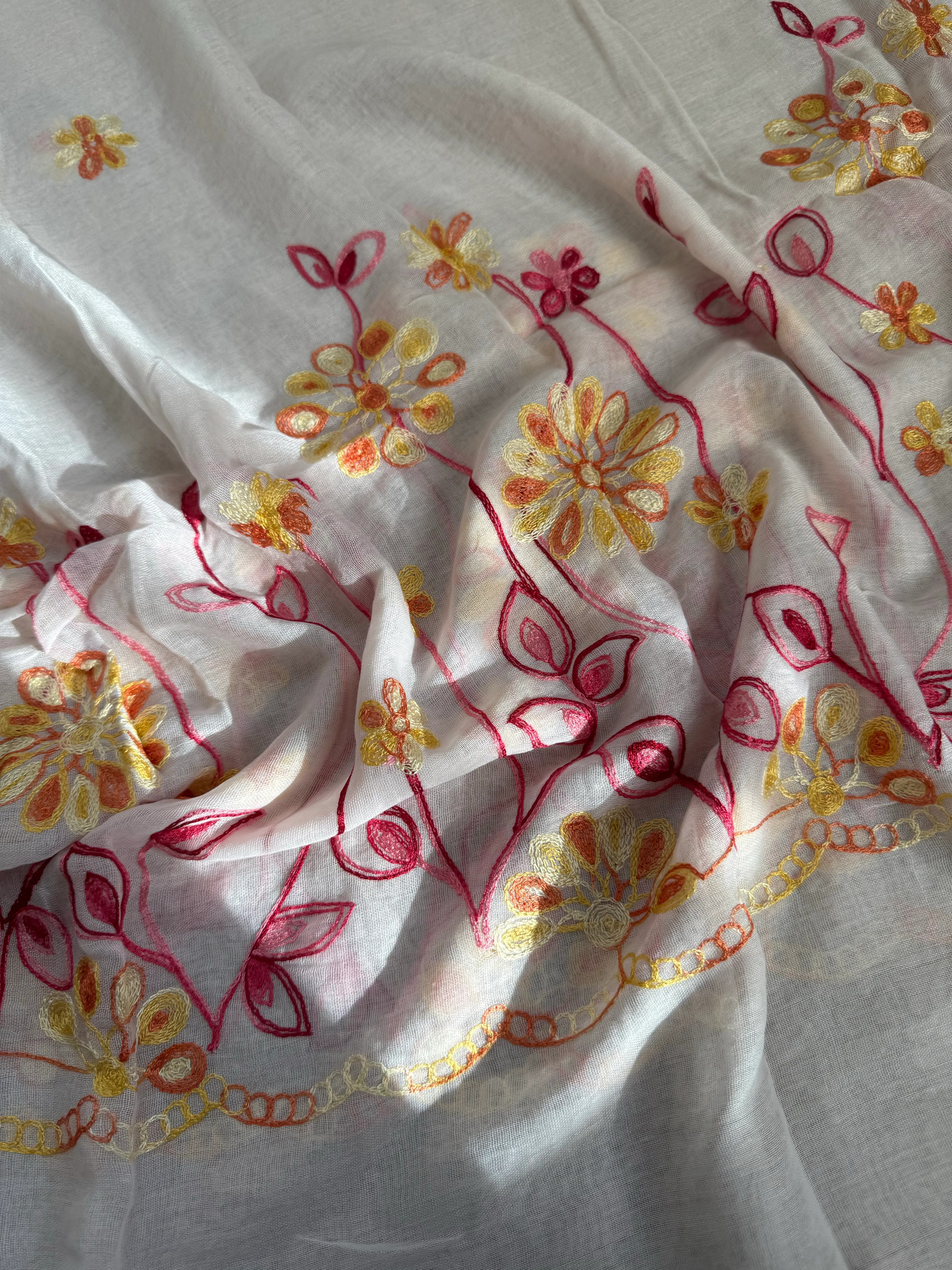 İşlemeli Pamuk Şal