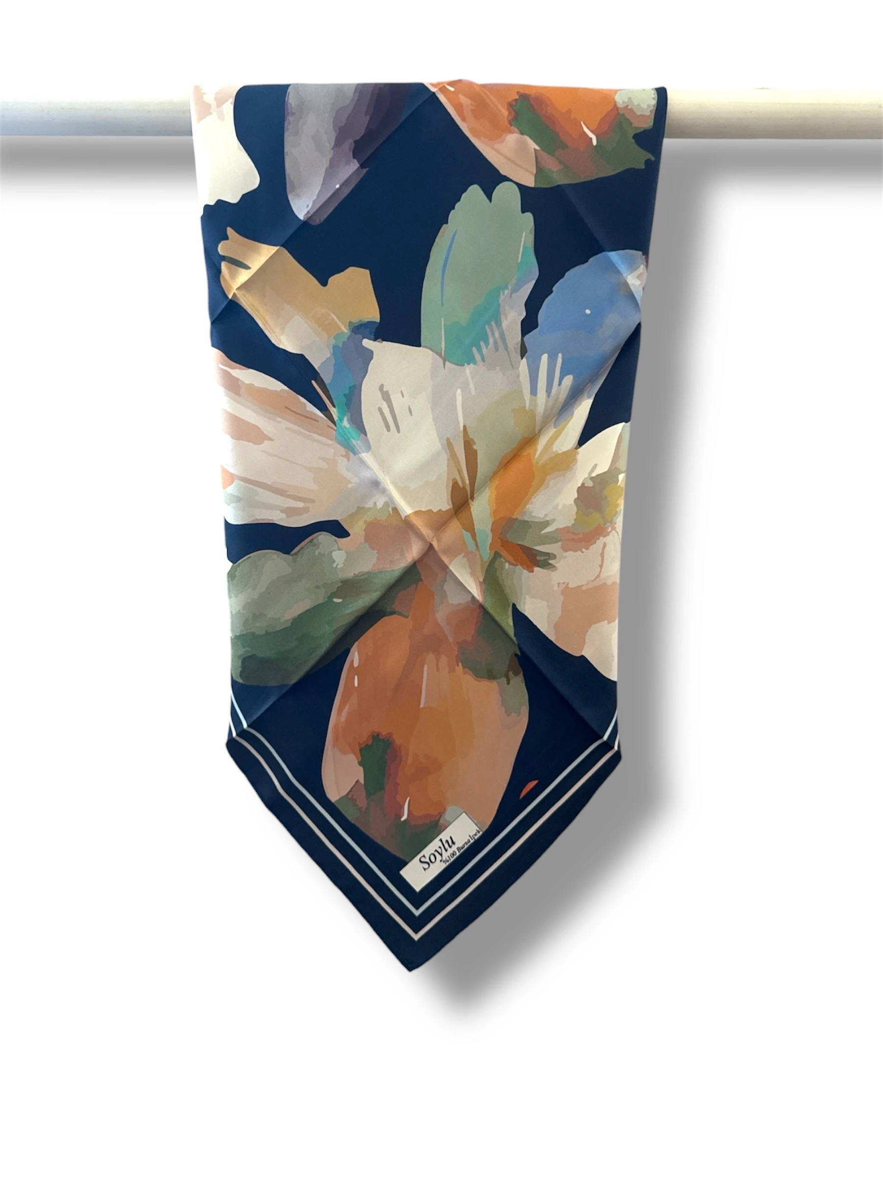 Desenli İpek Twill Eşarp