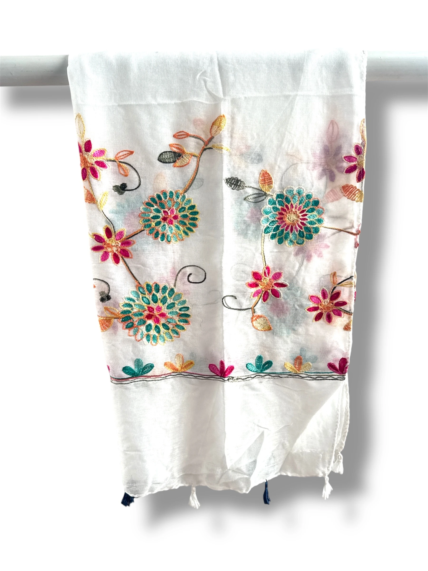 İşlemeli Pamuk Şal