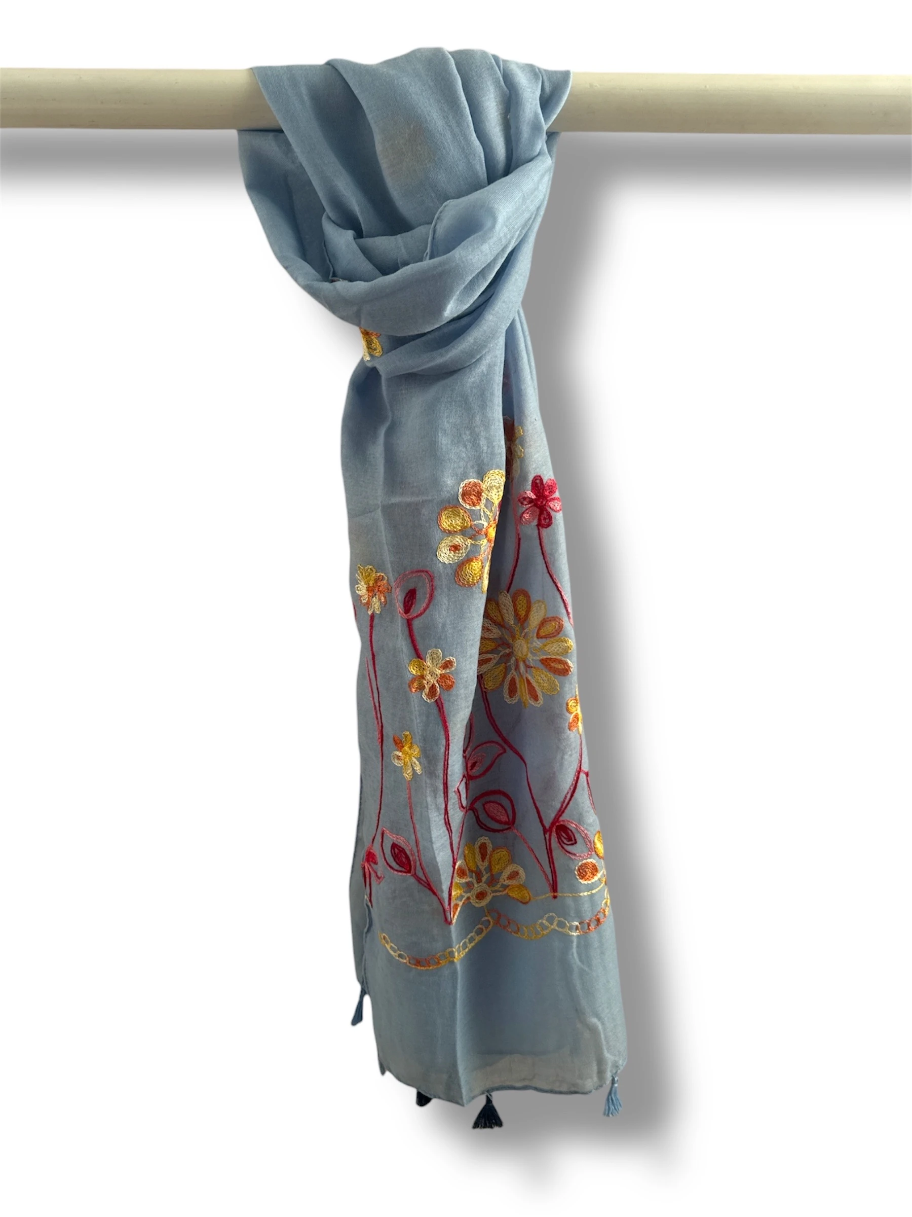 İşlemeli Pamuk Şal