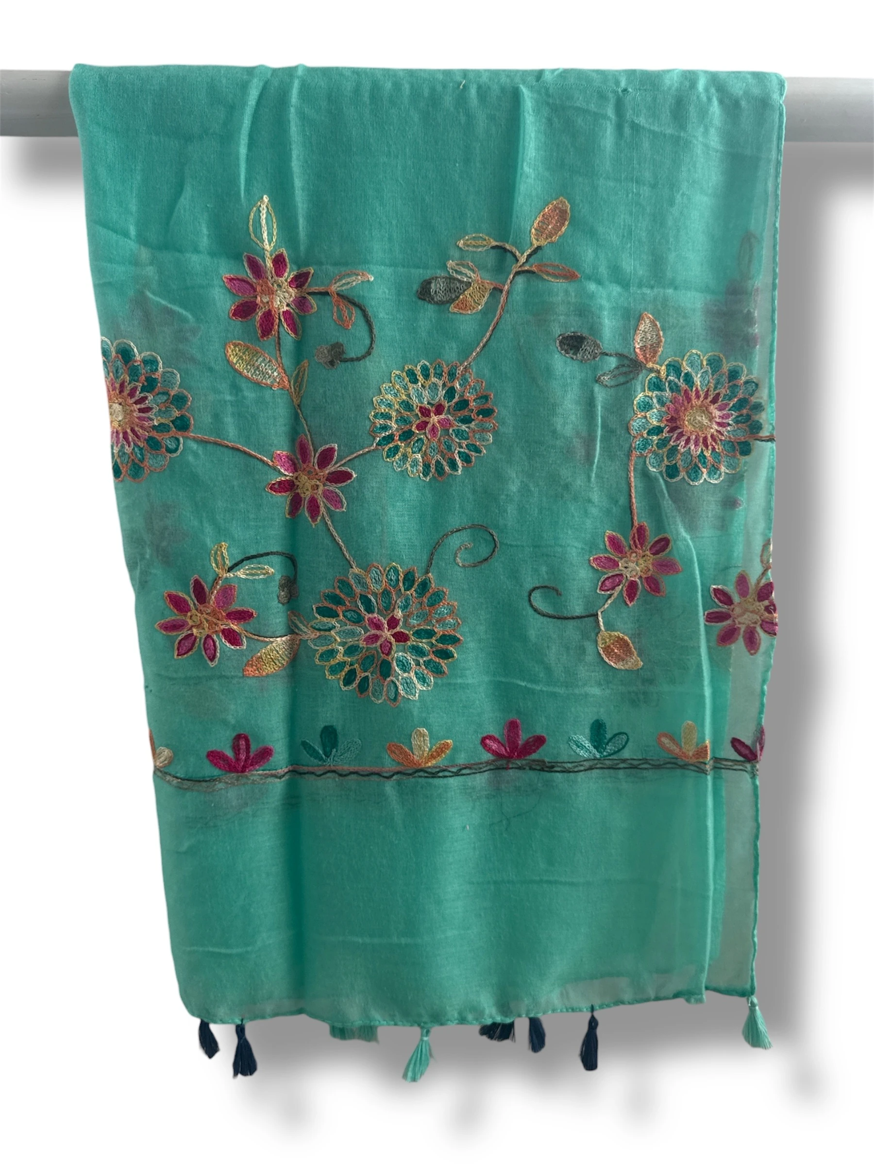 İşlemeli Pamuk Şal