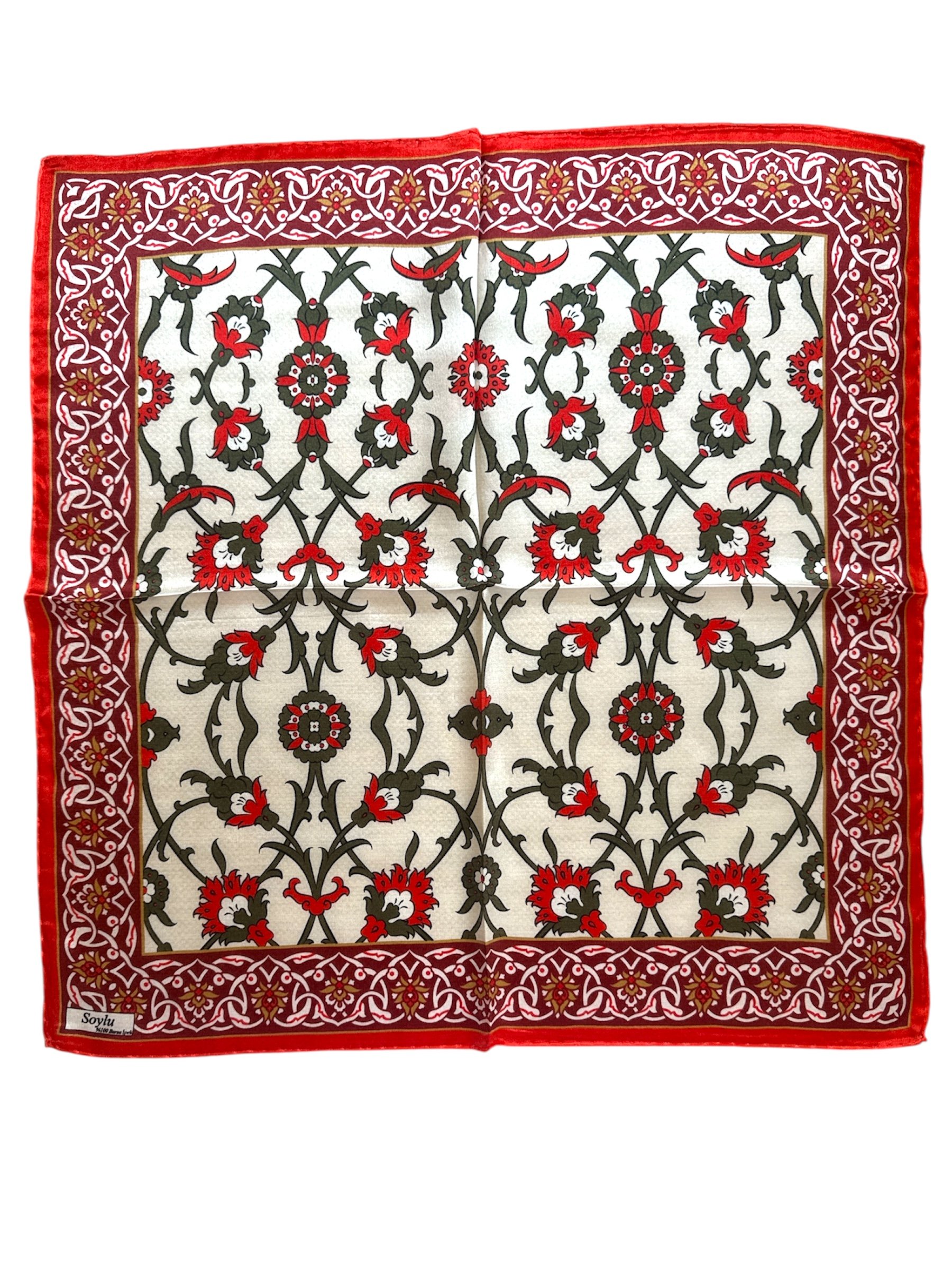 Türk Motifli İpek Mendil Fular