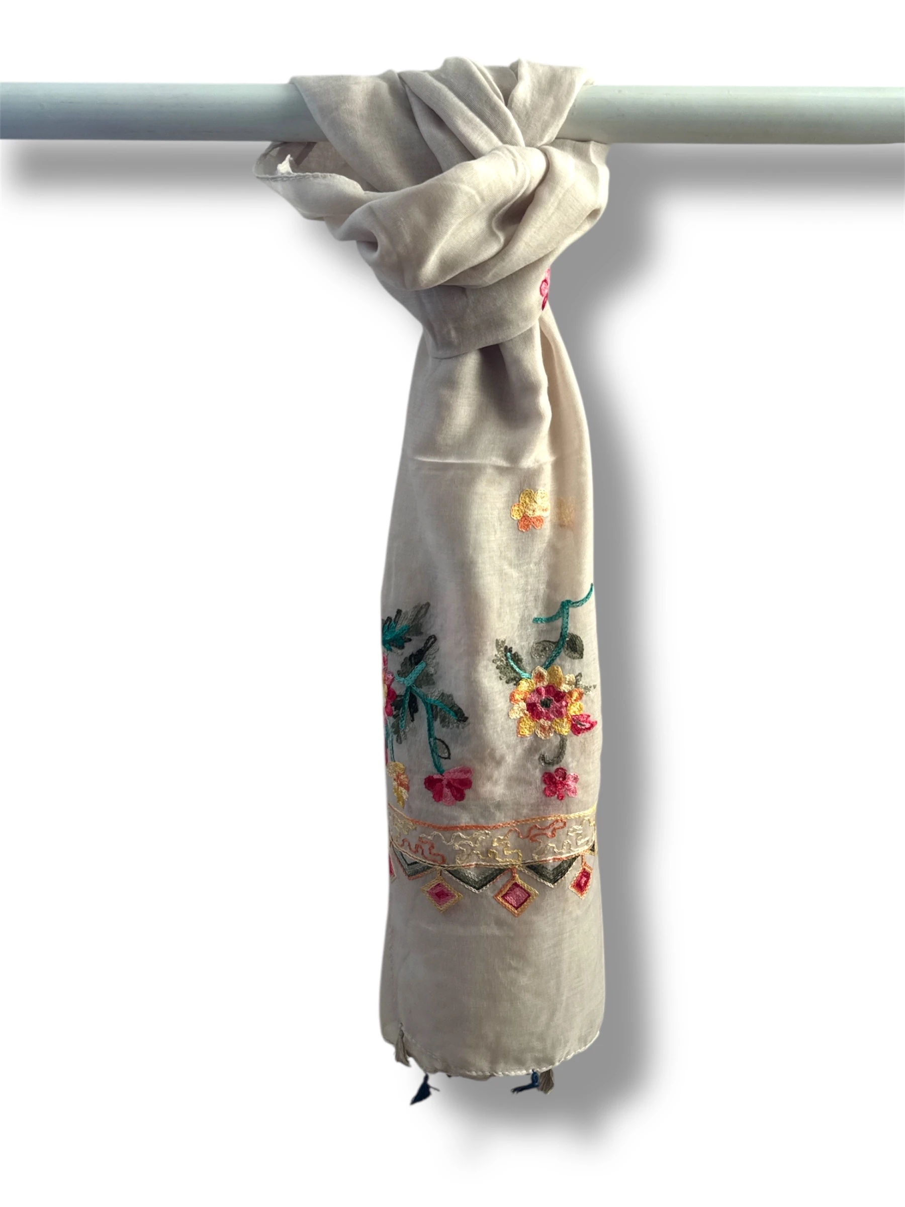 İşlemeli Pamuk Şal