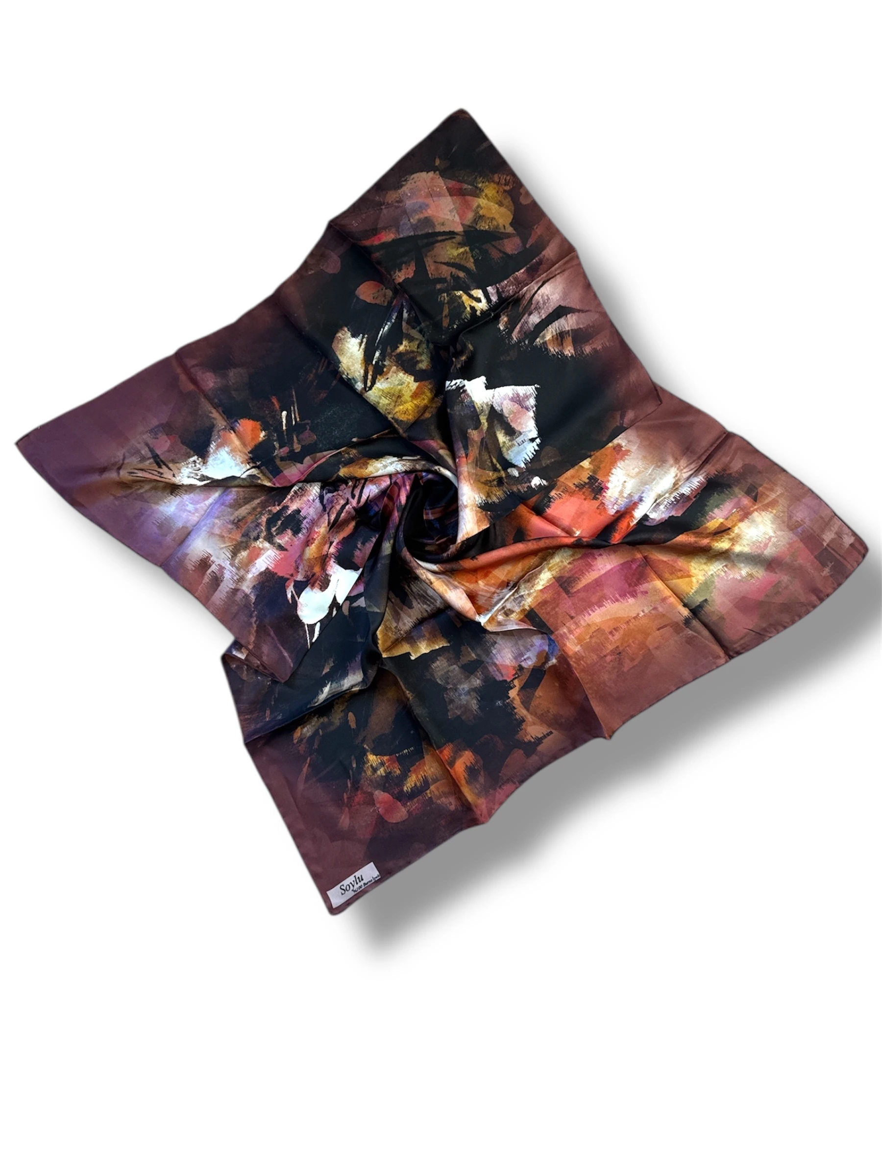 Desenli İpek Twill Eşarp