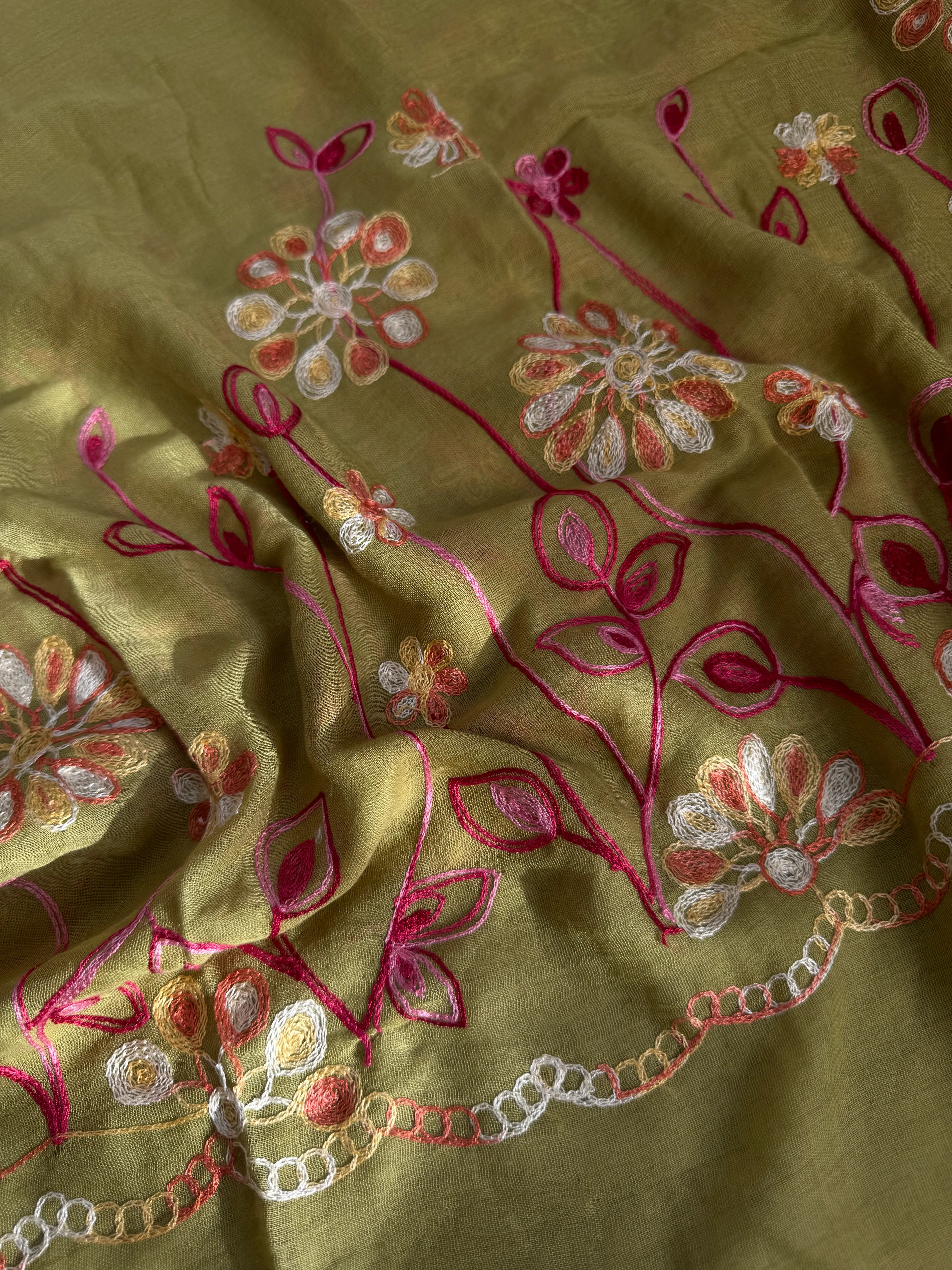 İşlemeli Pamuk Şal