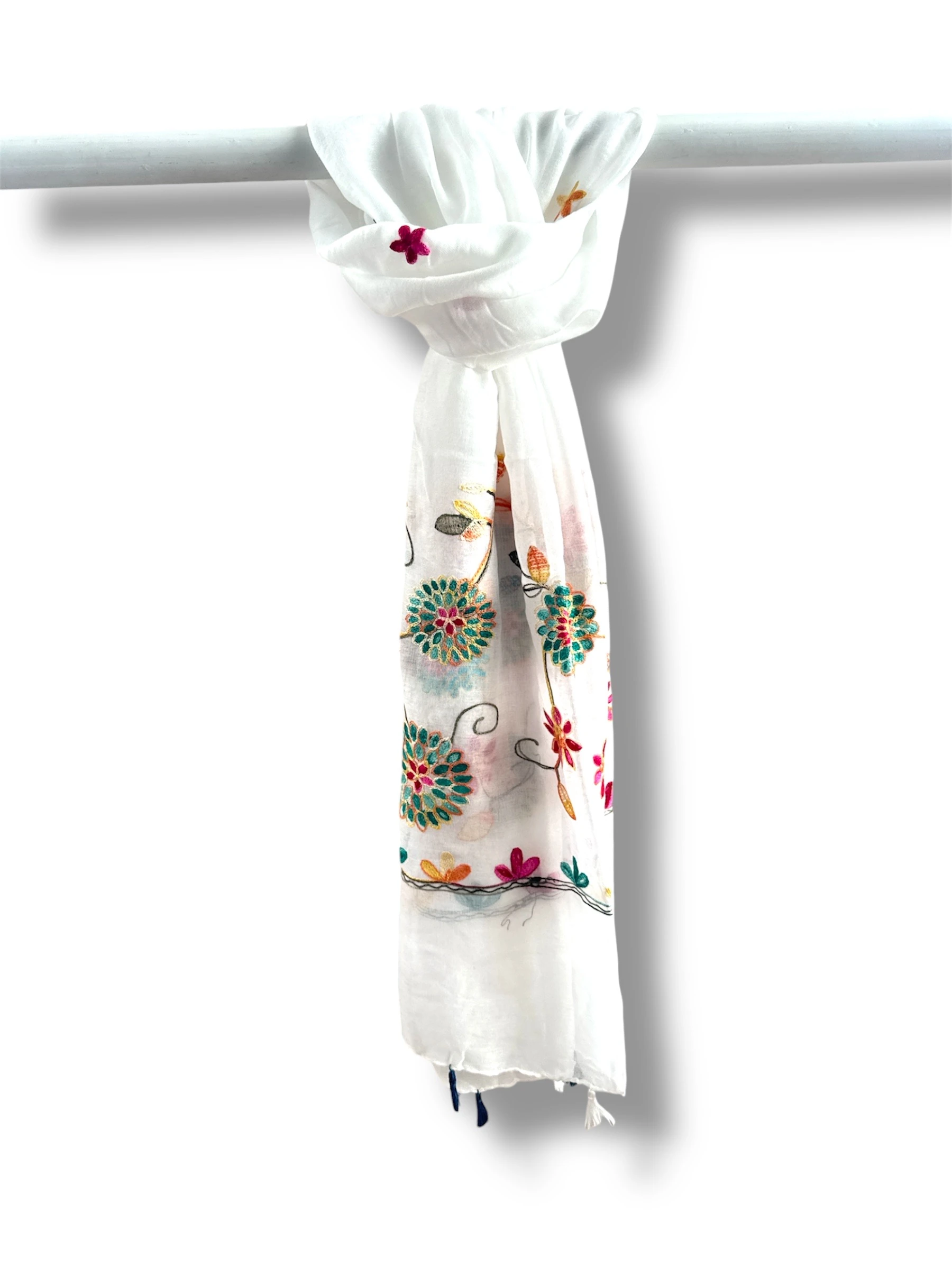 İşlemeli Pamuk Şal