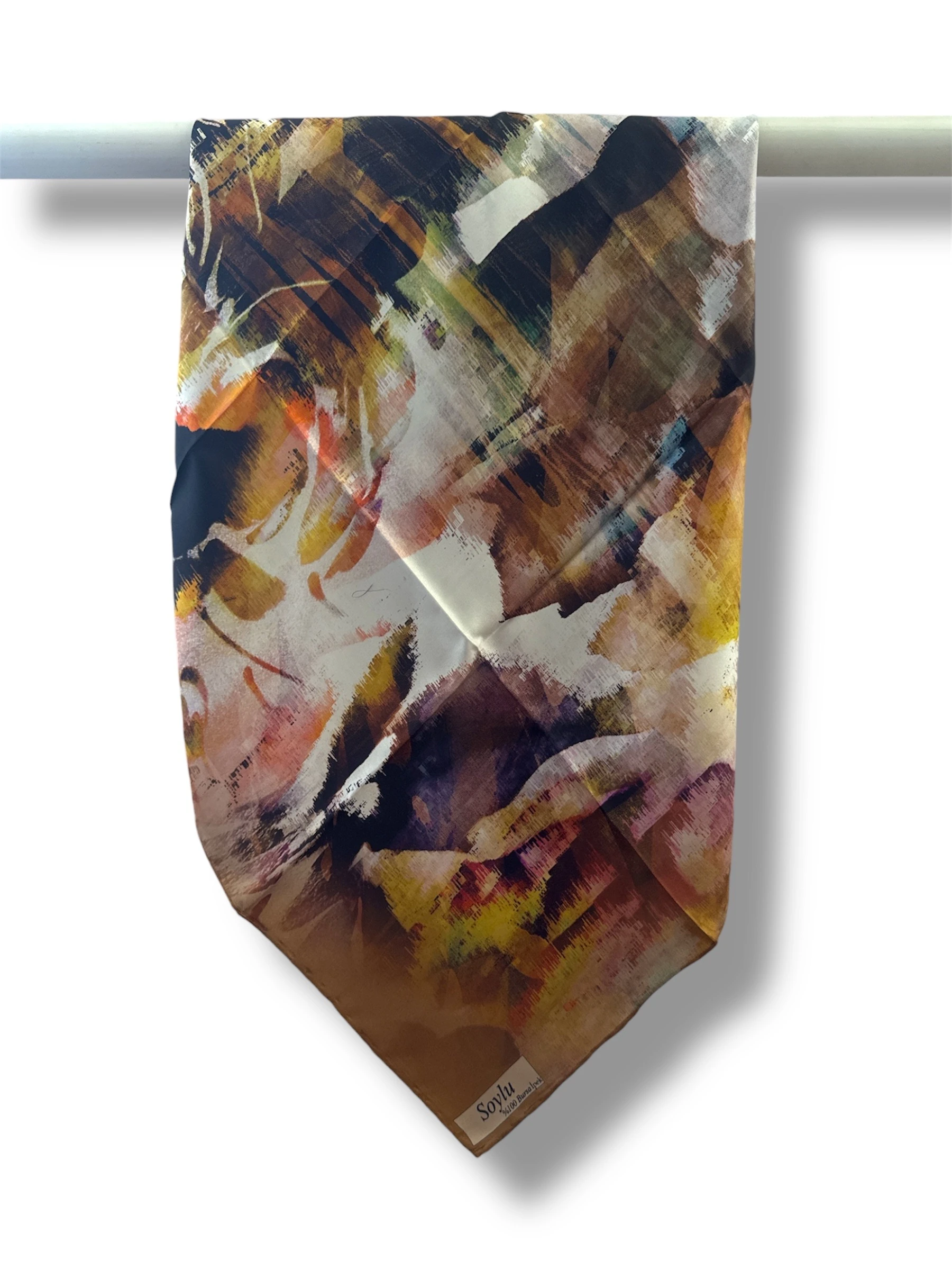 Desenli İpek Twill Eşarp