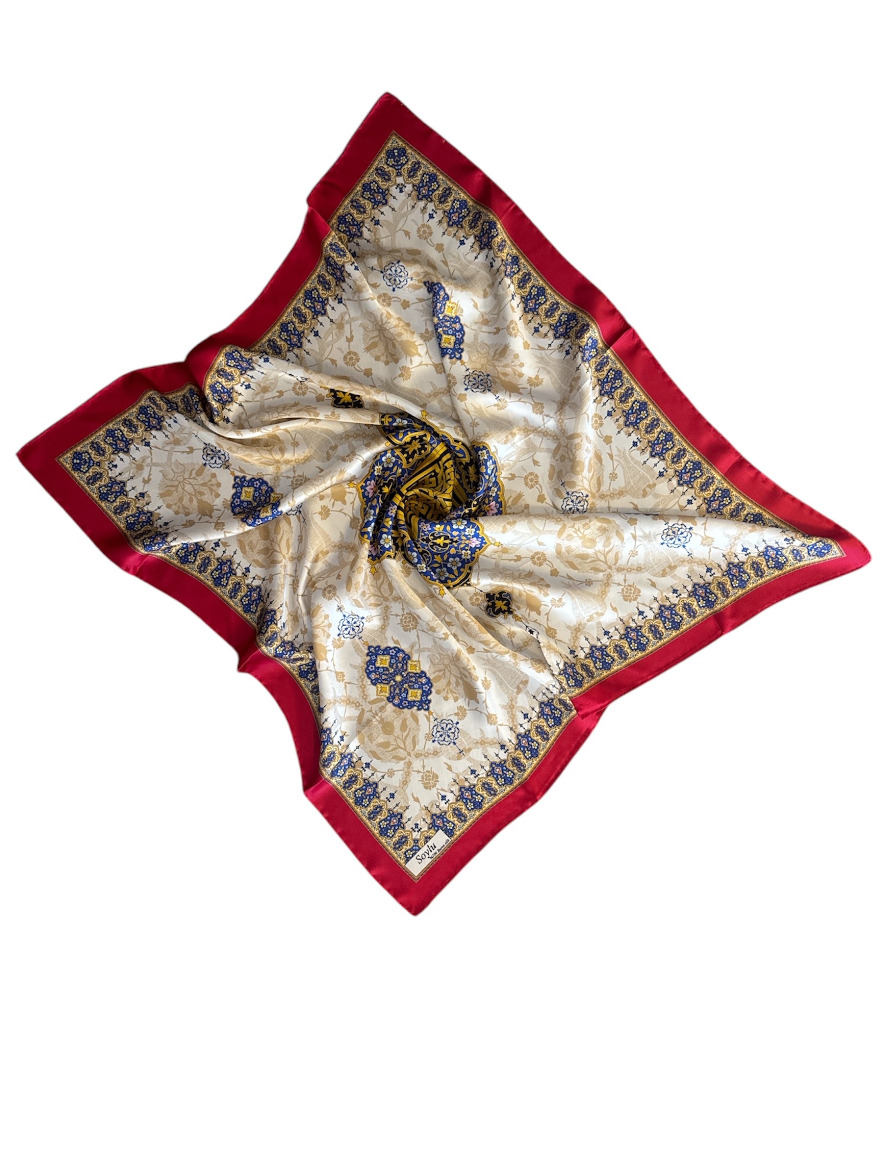 Motifli Sura İpek Eşarp