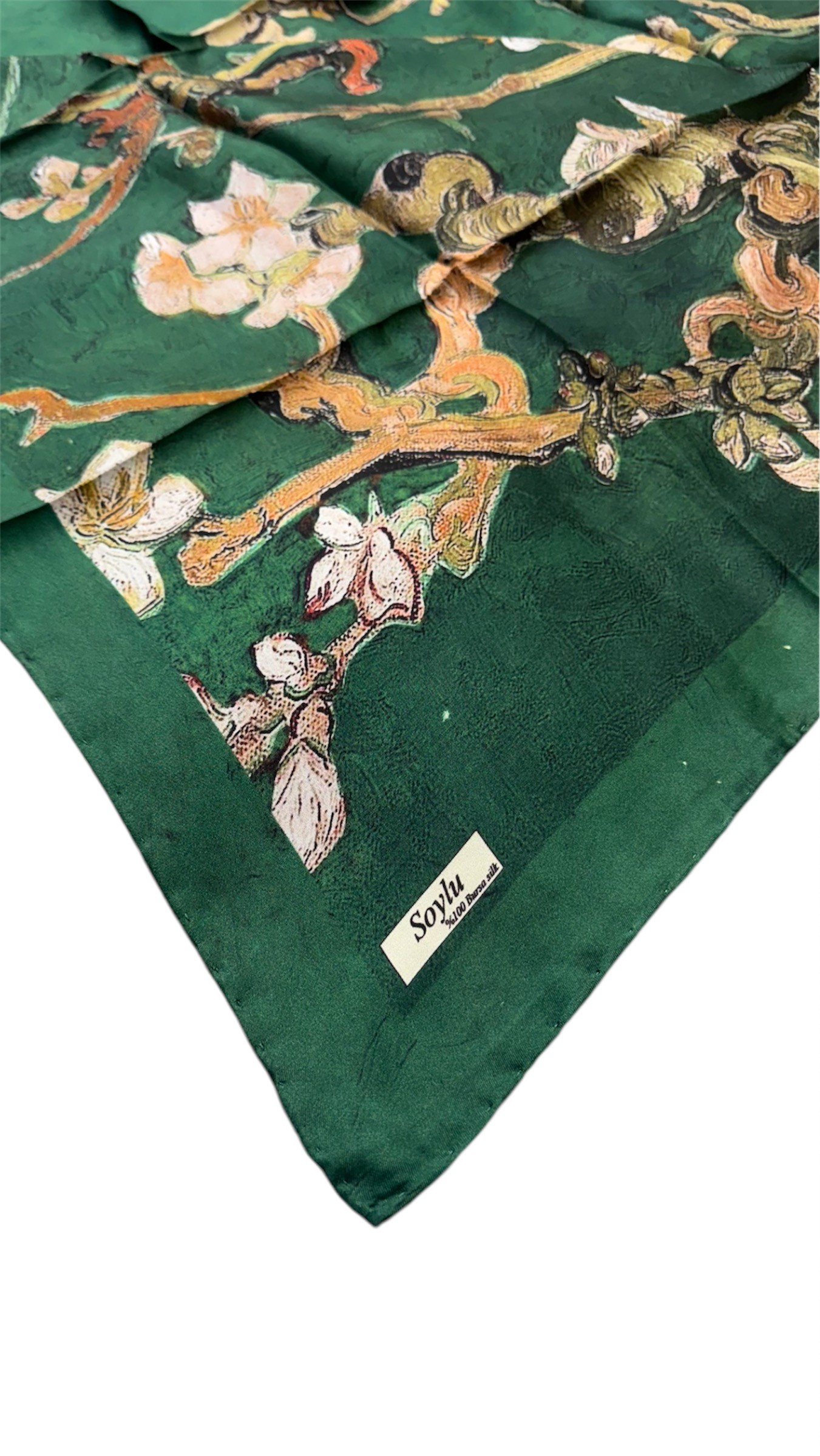 Badem Ağacı İpek Twill Eşarp