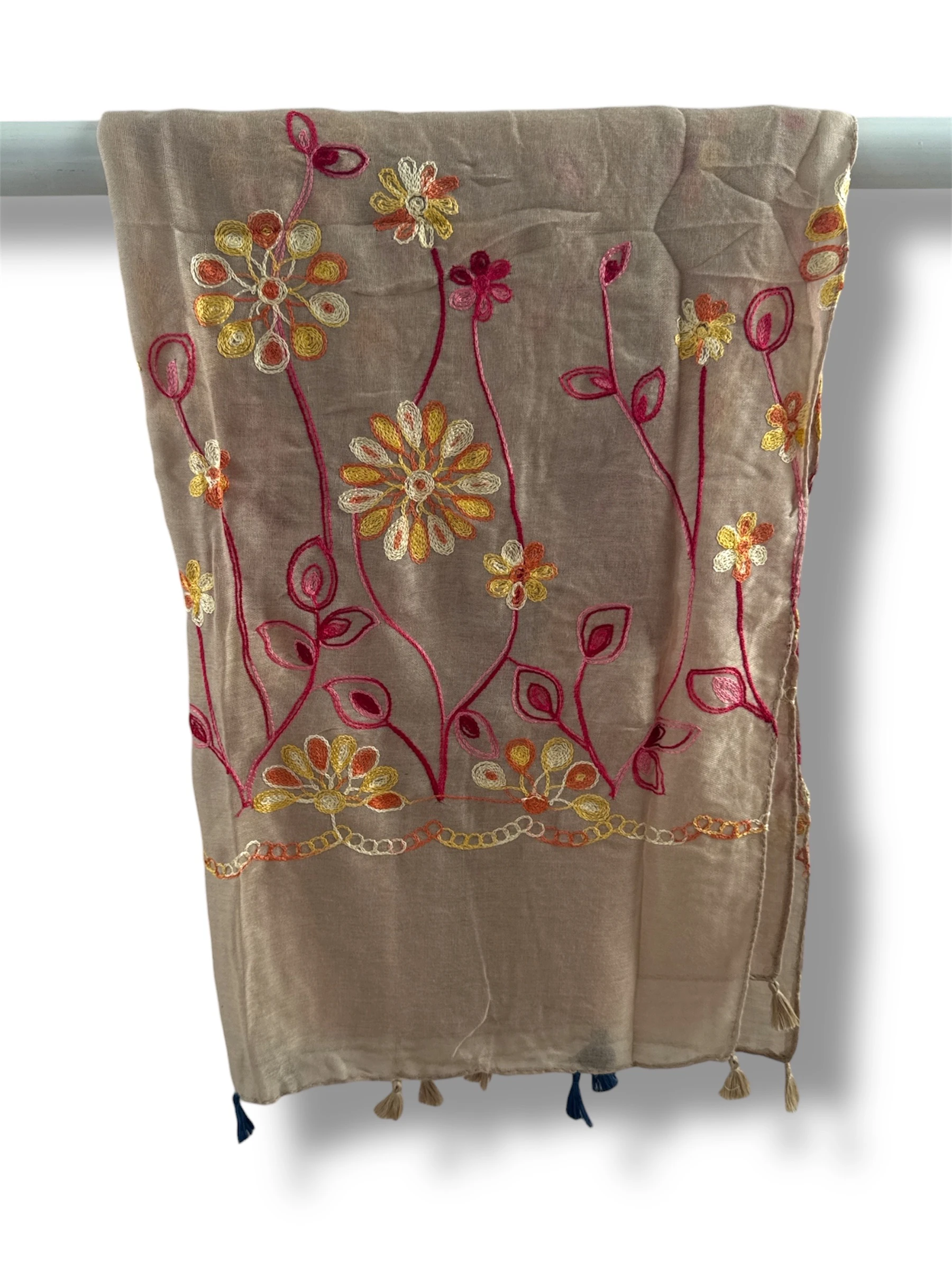 İşlemeli Pamuk Şal