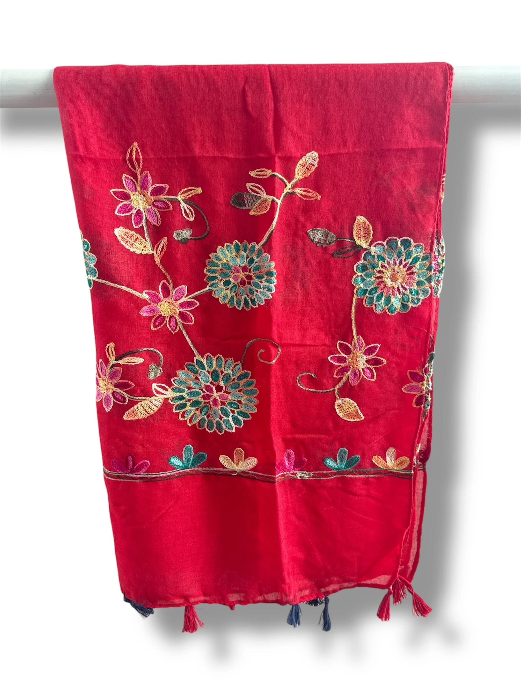 İşlemeli Pamuk Şal