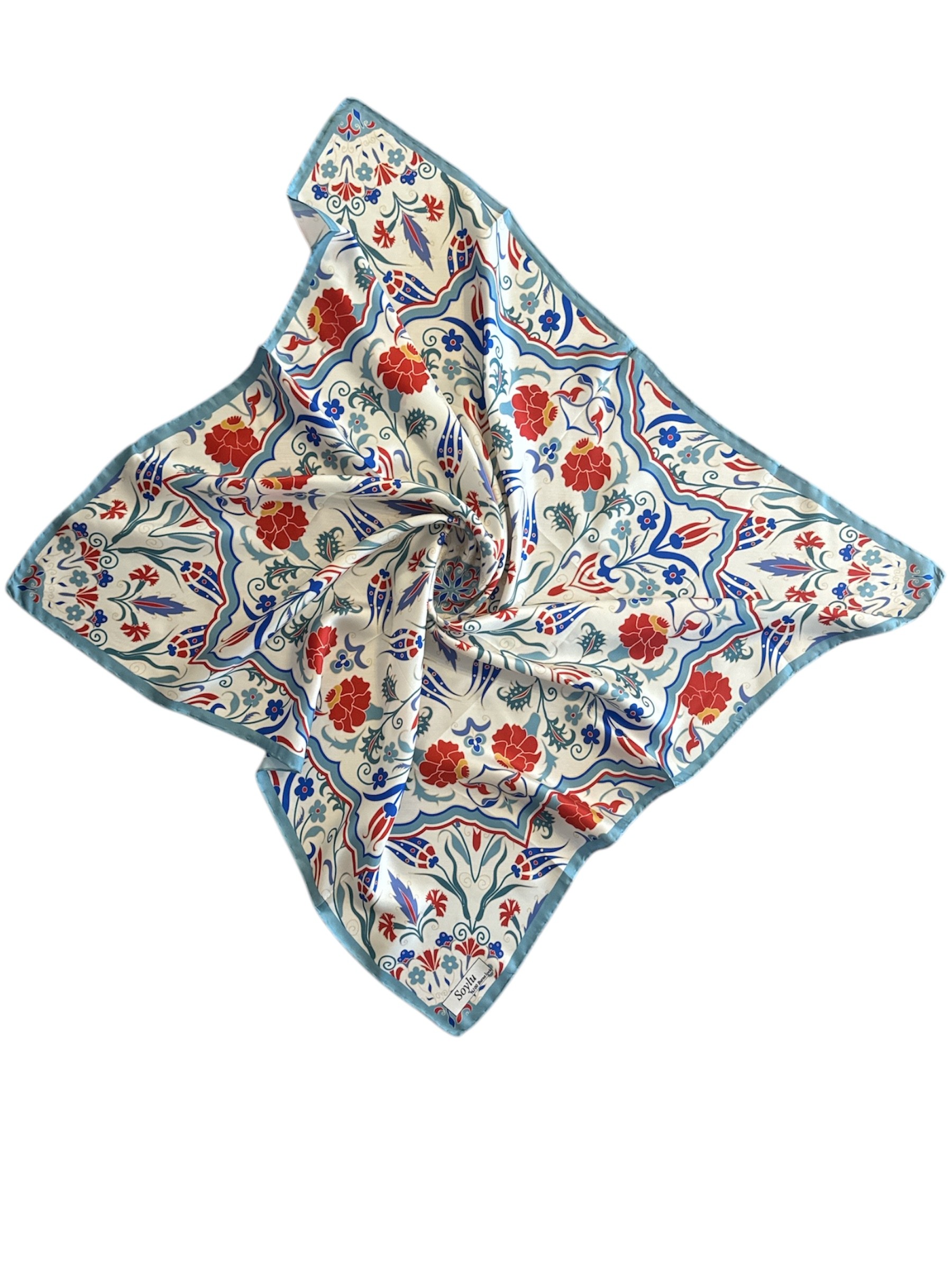 Motifli İpek Twill Eşarp