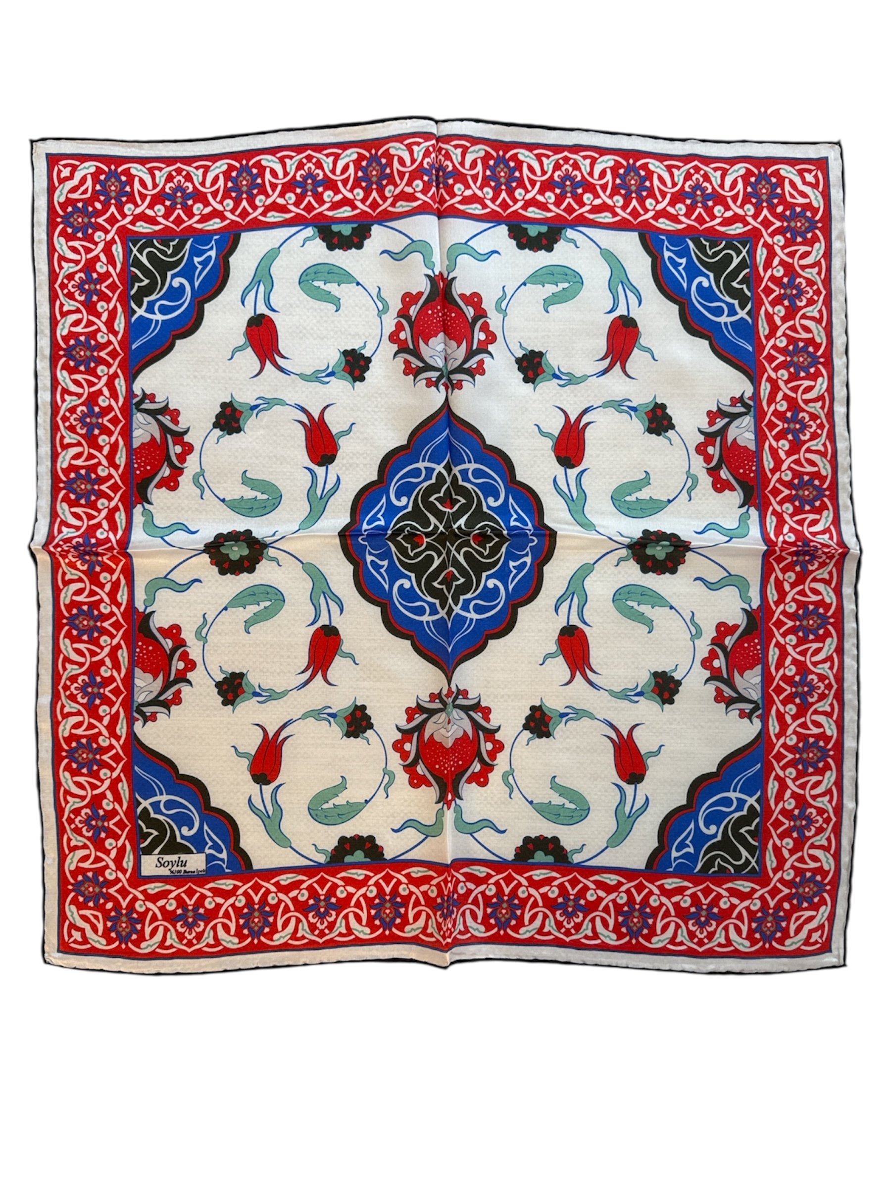 Türk Motifli İpek Mendil Fular