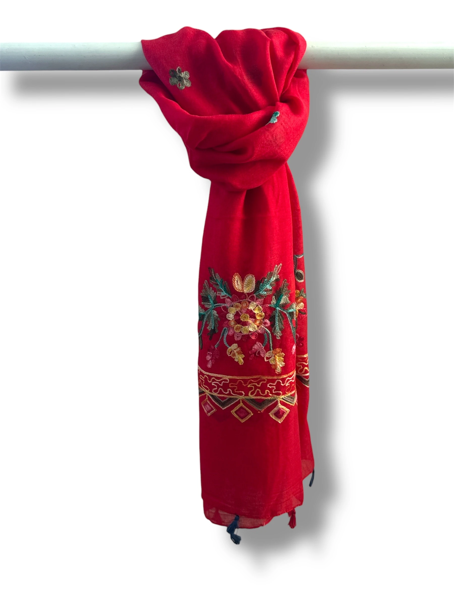 İşlemeli Pamuk Şal