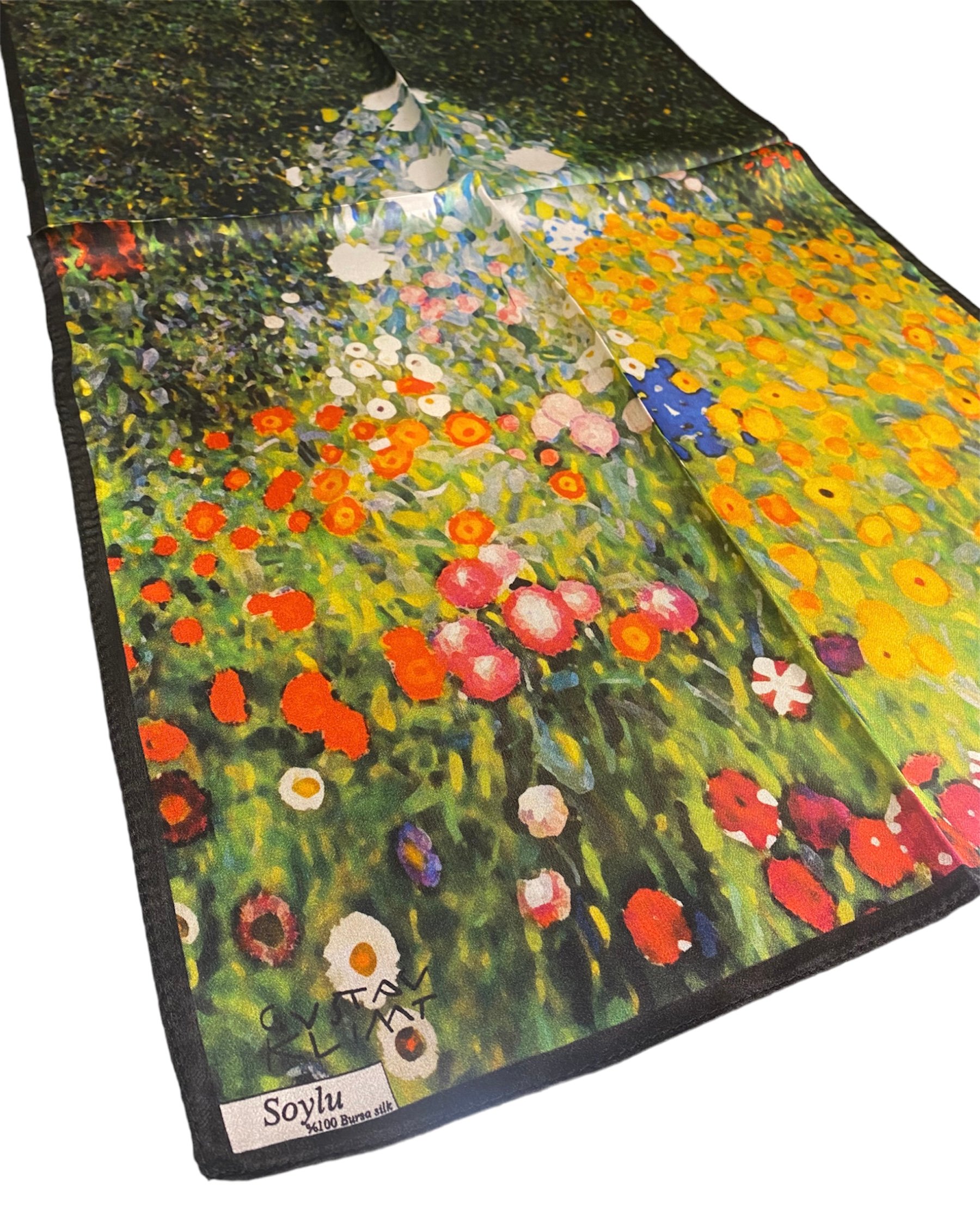 Gustav Klimt Çiçek Bahçesi İpek Fular