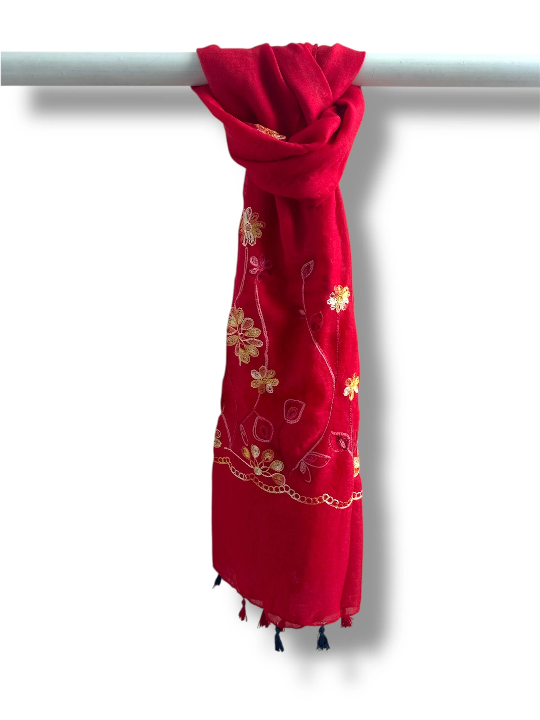 İşlemeli Pamuk Şal